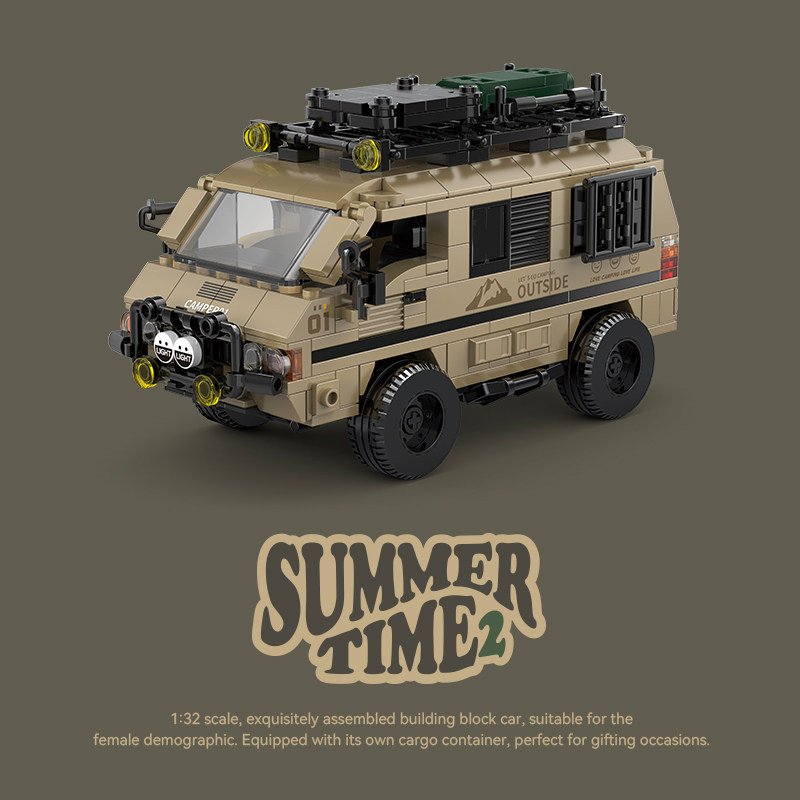 8 grid car Mitsubishi Delica minivan car racing container assembling building block toy model gift. - Image 7