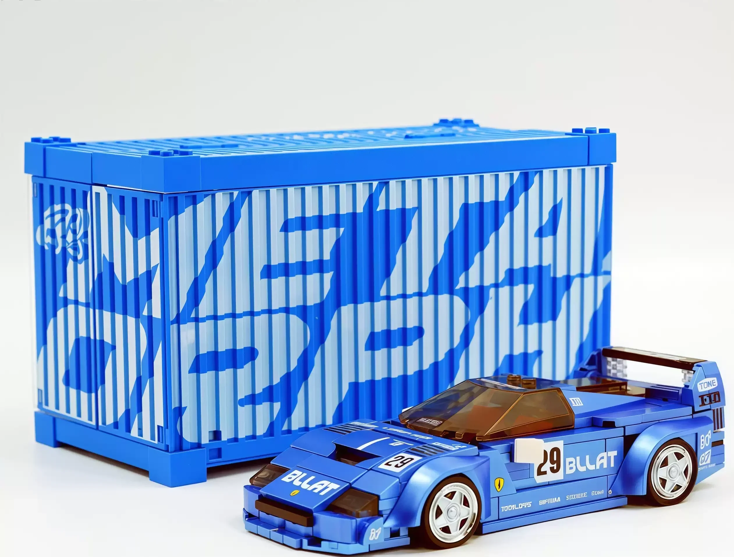 LB modified metallic - painted blue LaFerrari F40 sports car building block