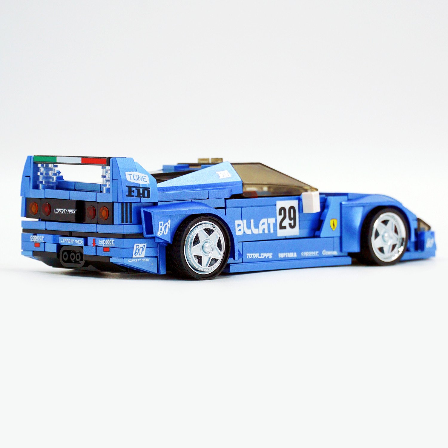 LB modified metallic - painted blue LaFerrari F40 sports car building block - Image 4