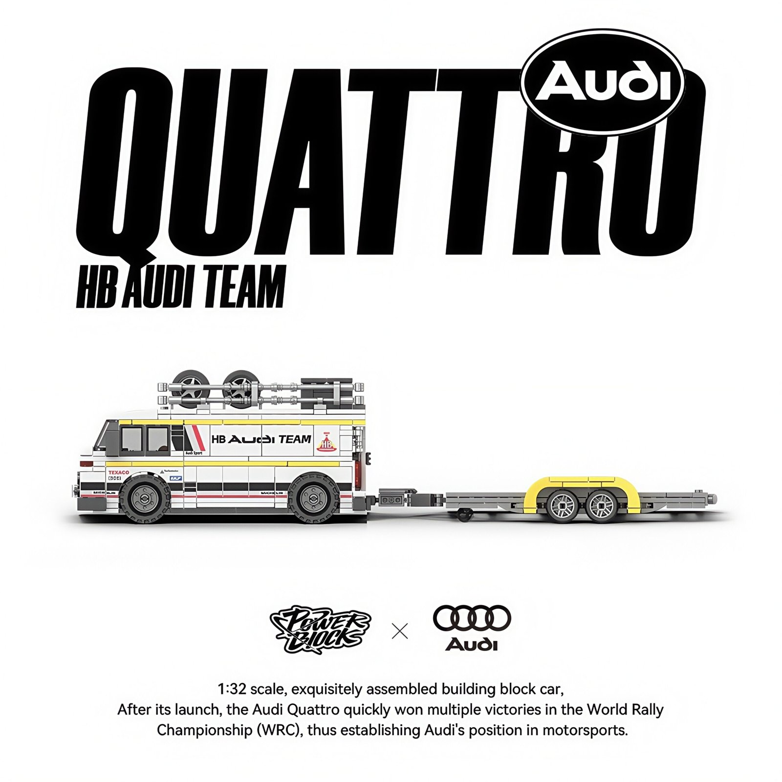 Quattro HB Audi Team S1 rally racing car trailer set car model - Image 8