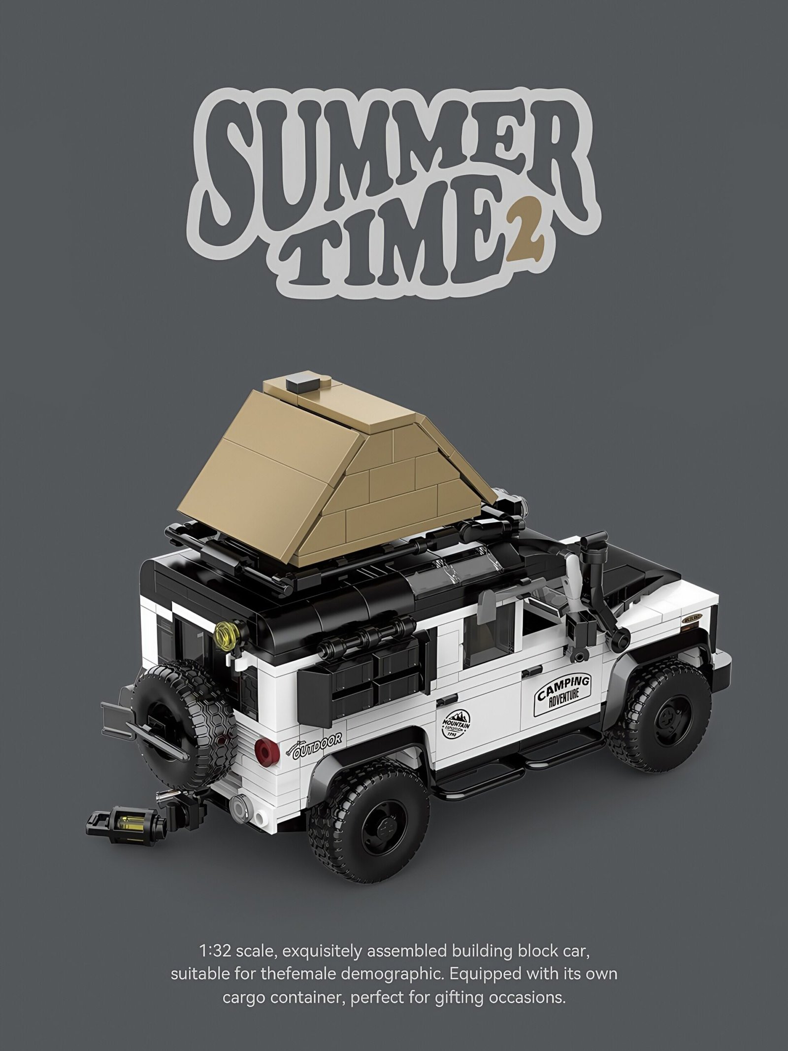 Building block Land Rover Defender camping vehicle off - road vehicle building block container car model creative assembling toy. - Image 16
