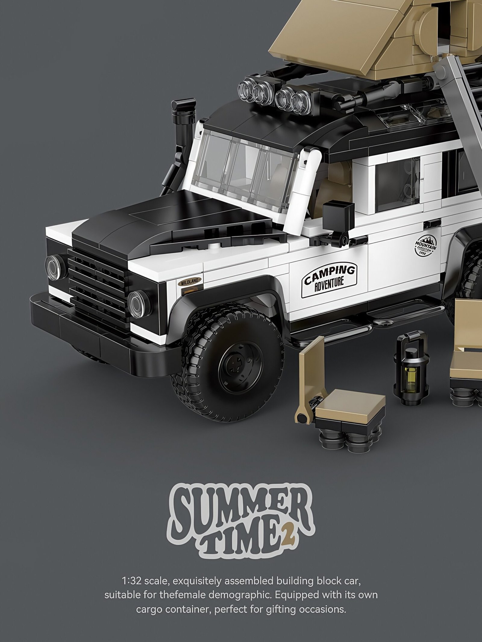 Building block Land Rover Defender camping vehicle off - road vehicle building block container car model creative assembling toy. - Image 17