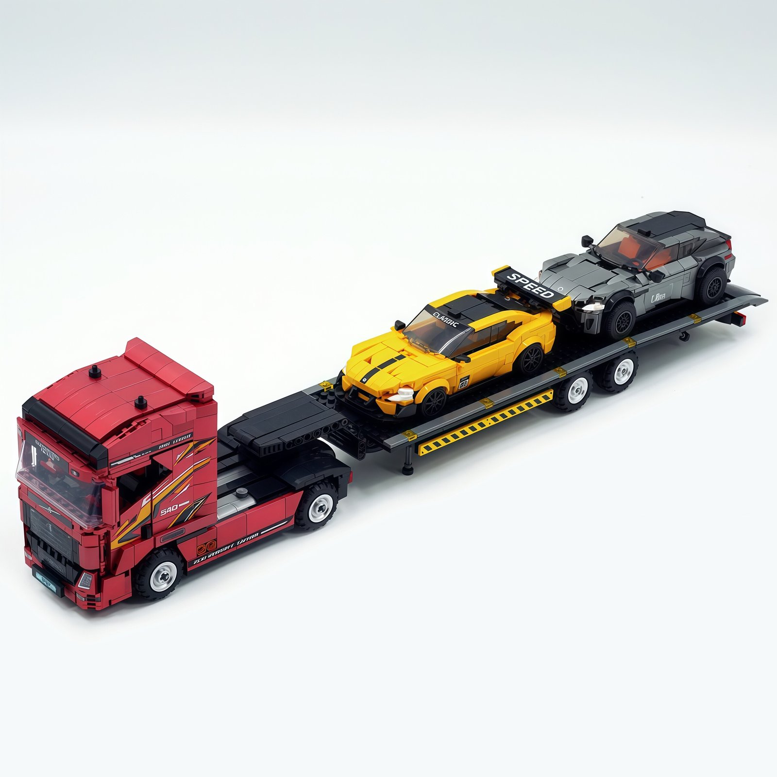 Volvo tractor engineering truck trailer building block, boys' toy car model - Image 13