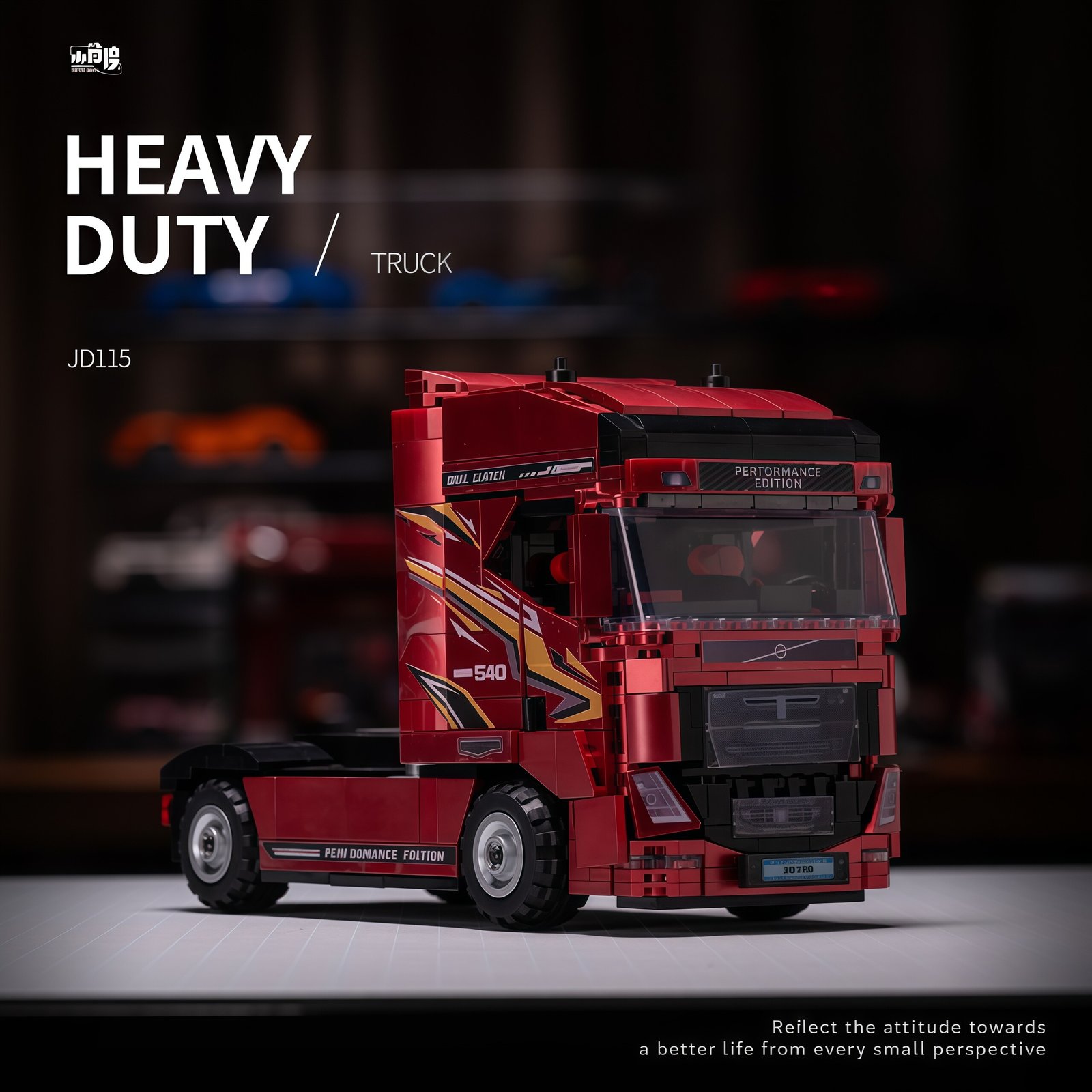 Volvo tractor engineering truck trailer building block, boys' toy car model - Image 14