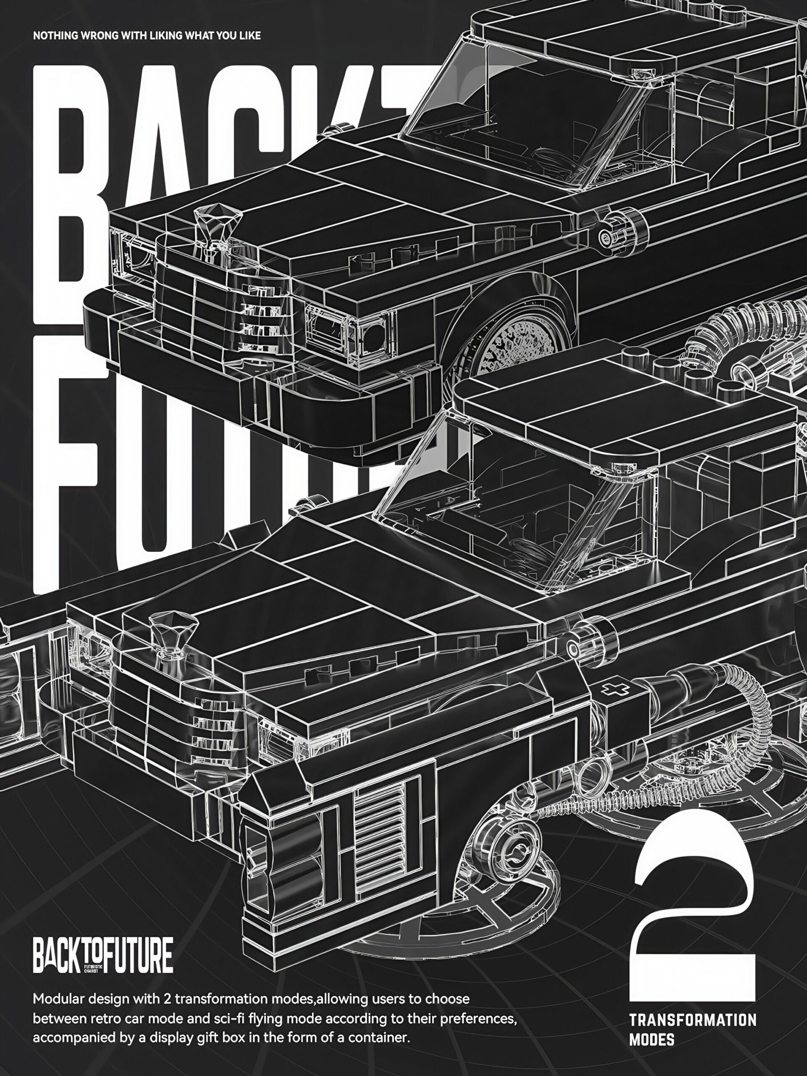 8 grid "Back to the Future" series Lincoln future imperial car two - transform container assembling building block car model. - Image 8