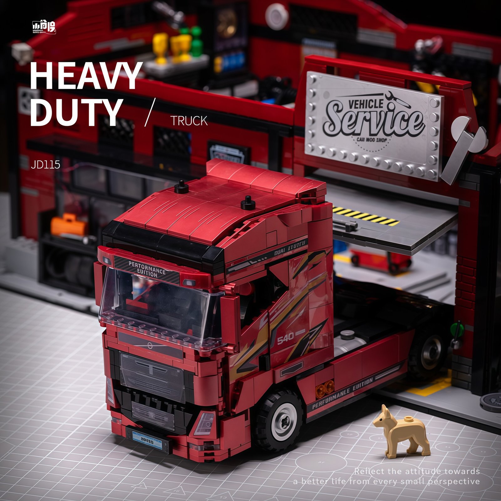 Volvo tractor engineering truck trailer building block, boys' toy car model - Image 20