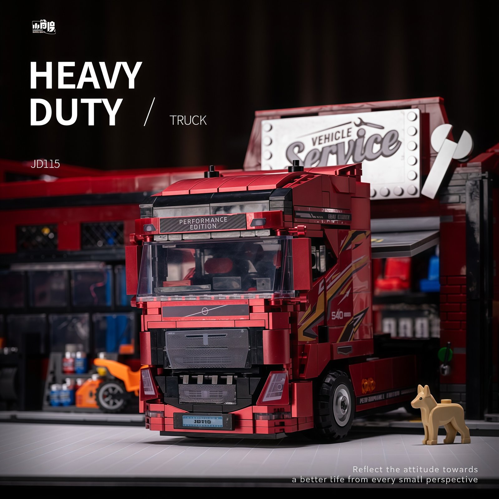 Volvo tractor engineering truck trailer building block, boys' toy car model - Image 21