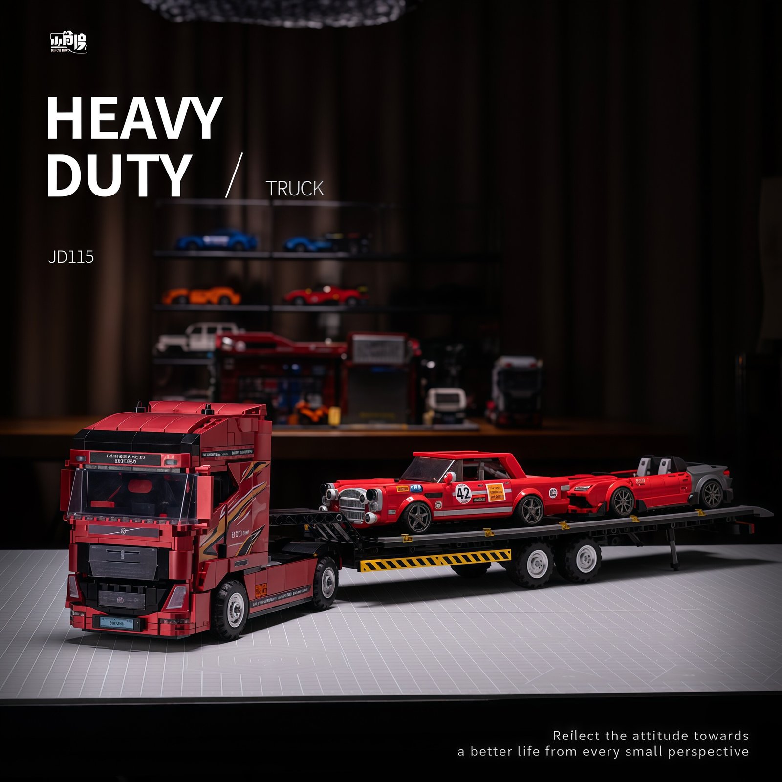 Volvo tractor engineering truck trailer building block, boys' toy car model - Image 22