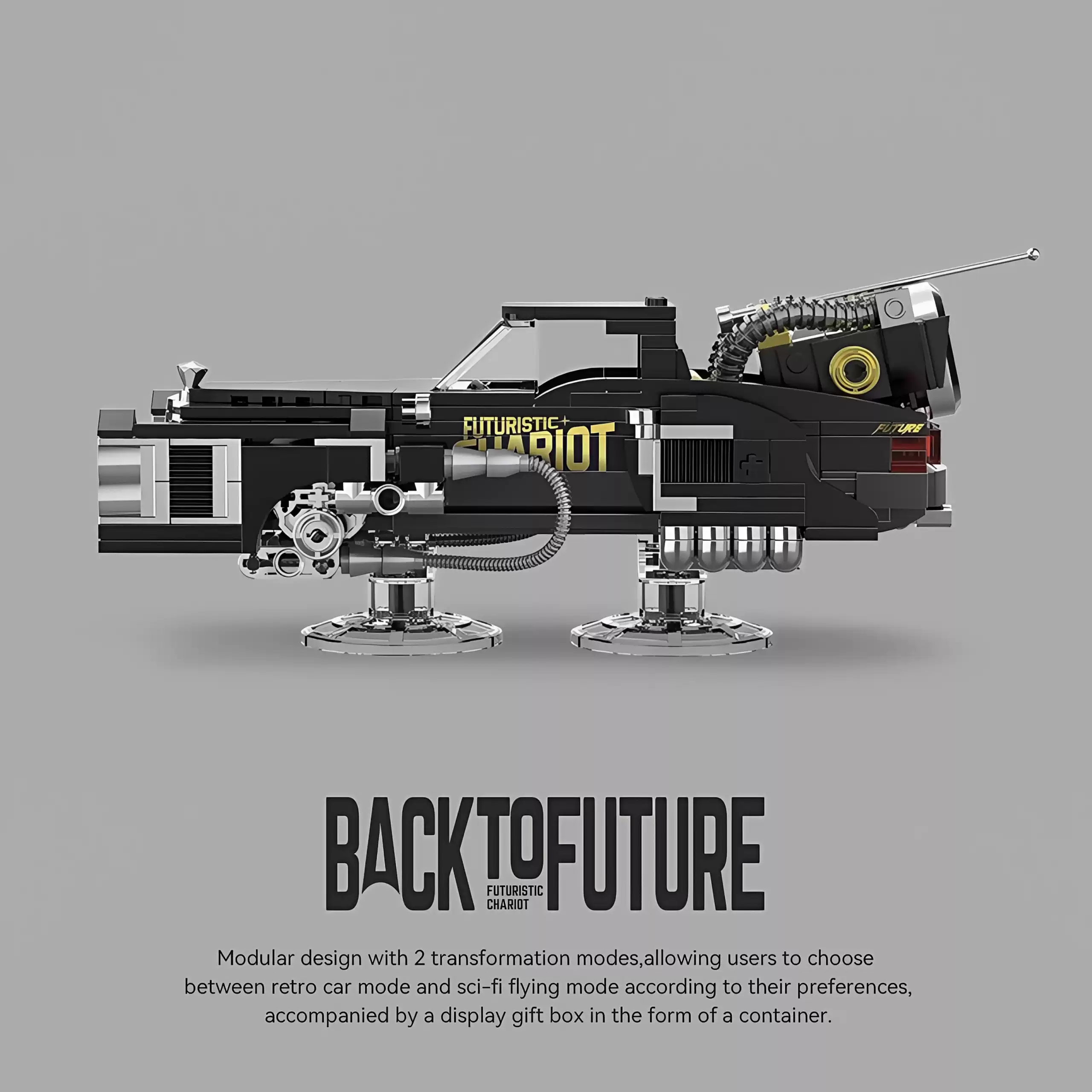 8 grid "Back to the Future" series Lincoln future imperial car two - transform container assembling building block car model. - Image 3