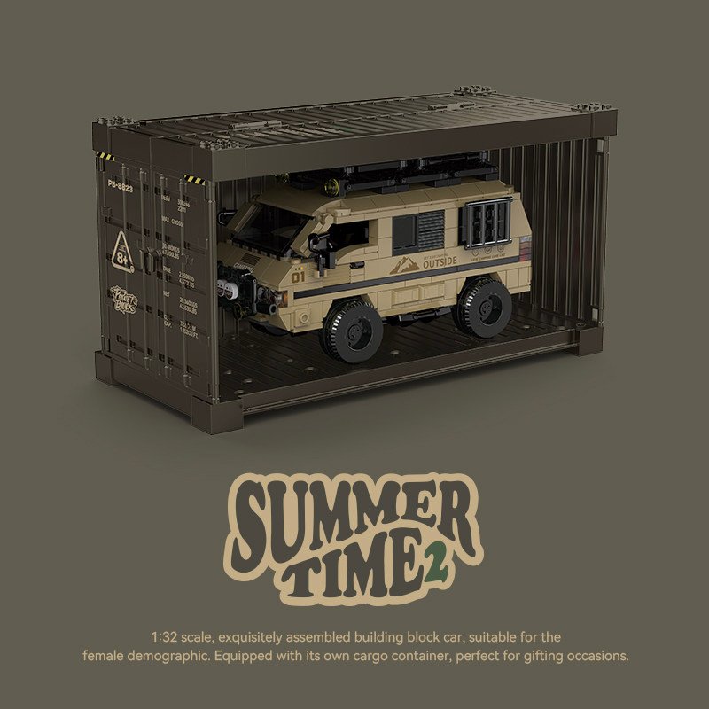 8 grid car Mitsubishi Delica minivan car racing container assembling building block toy model gift. - Image 9