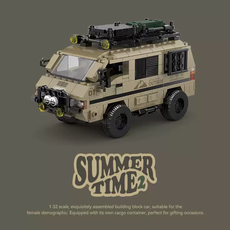 8 grid car Mitsubishi Delica minivan car racing container assembling building block toy model gift. - Image 3