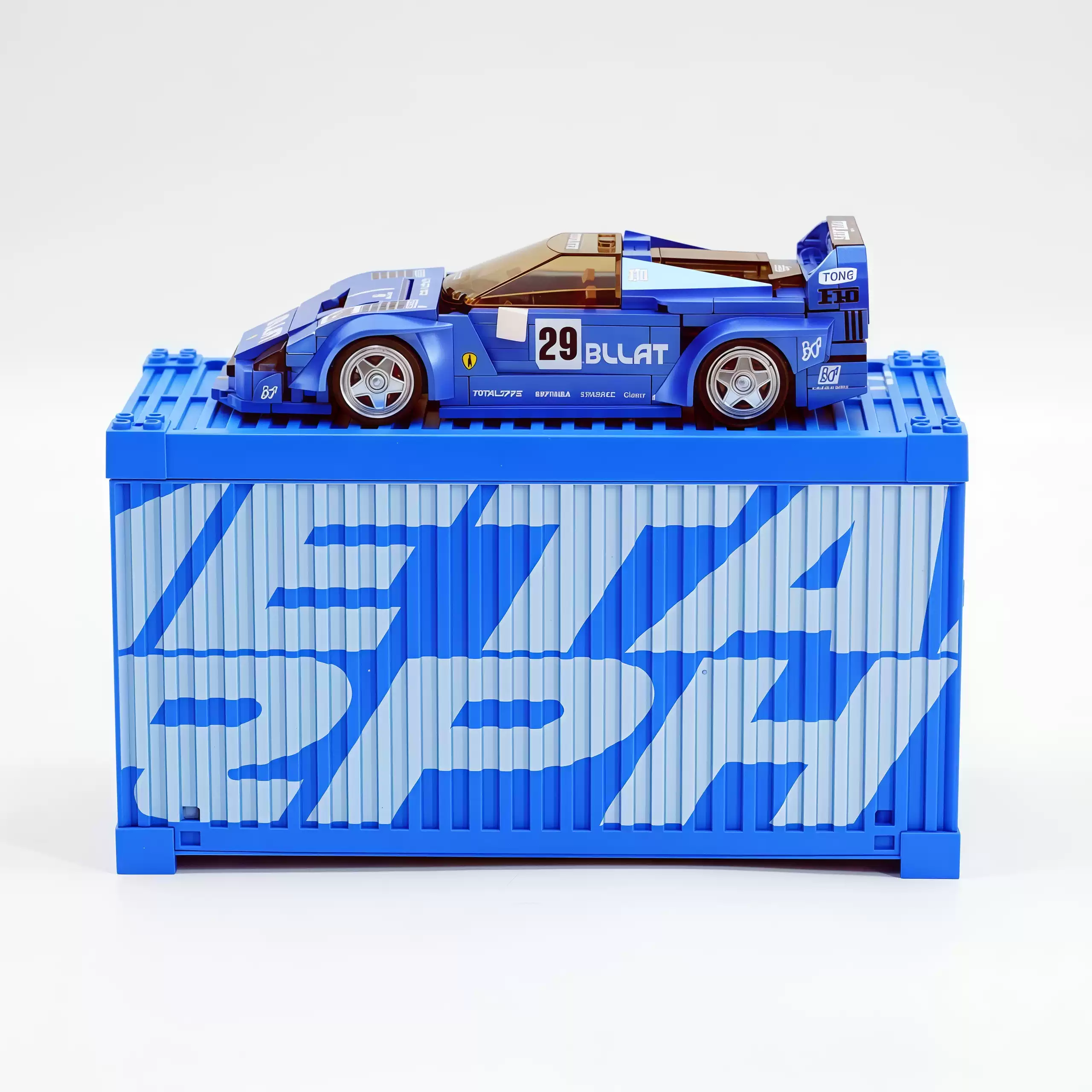 LB modified metallic - painted blue LaFerrari F40 sports car building block - Image 5