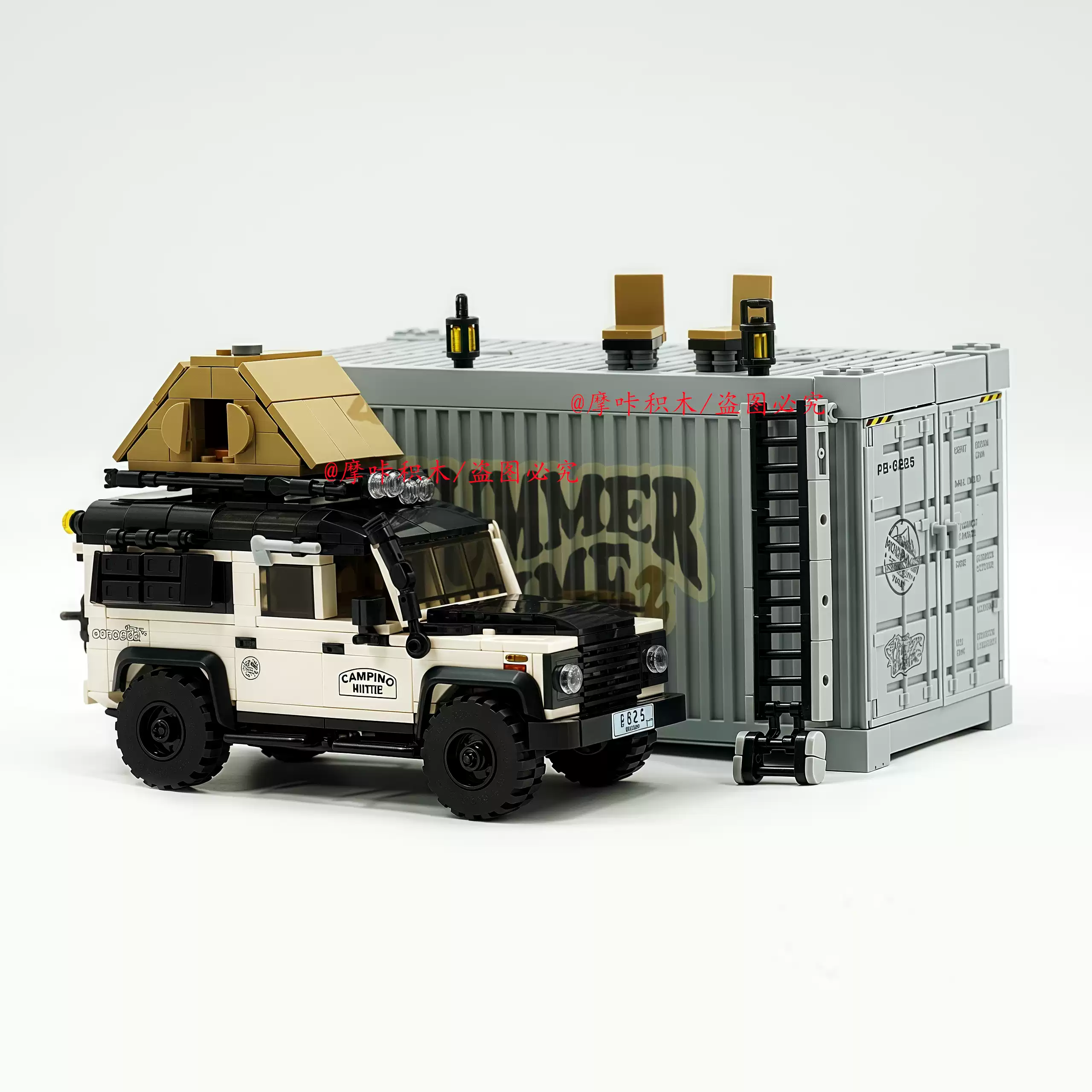Building block Land Rover Defender camping vehicle off - road vehicle building block container car model creative assembling toy. - Image 3