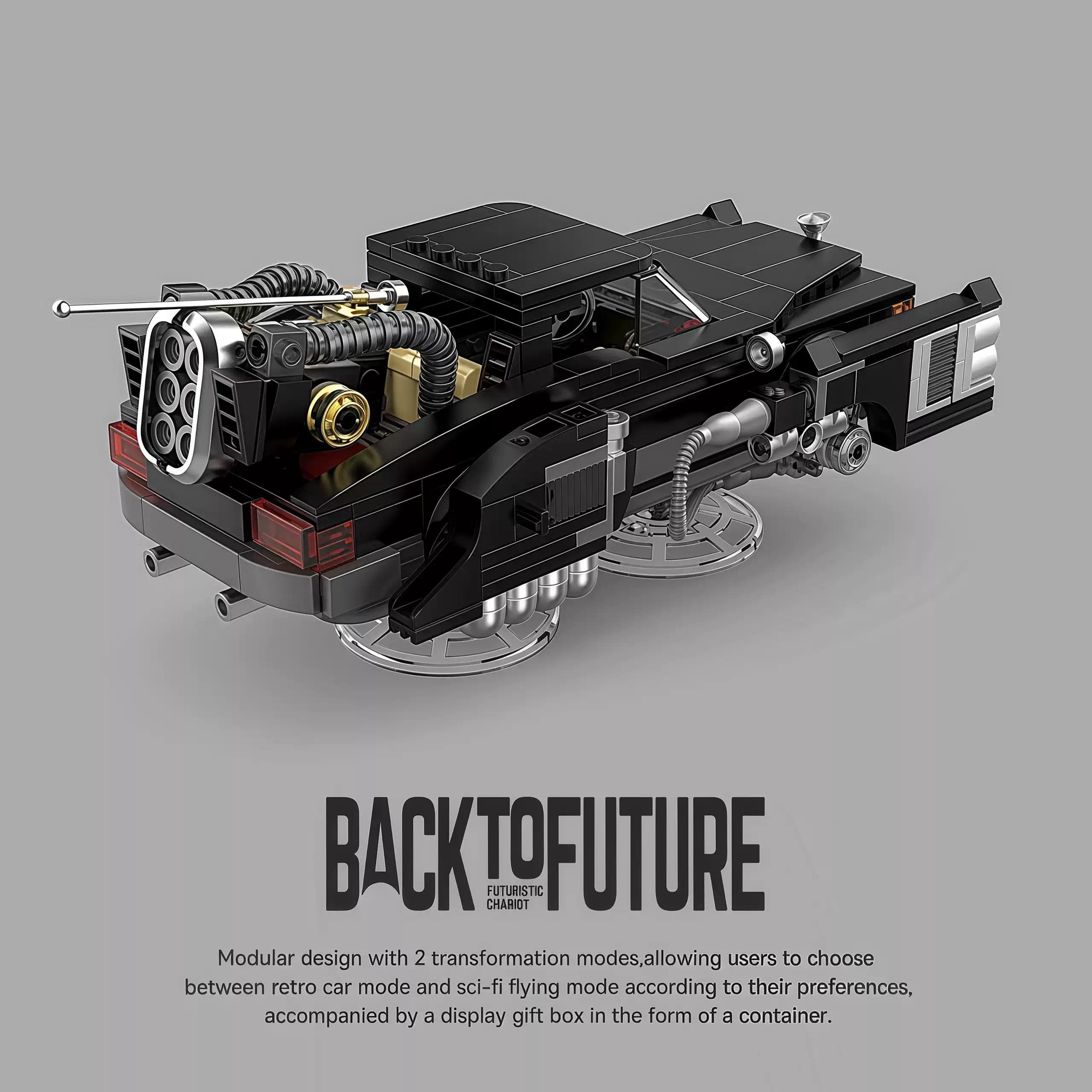 8 grid "Back to the Future" series Lincoln future imperial car two - transform container assembling building block car model. - Image 4