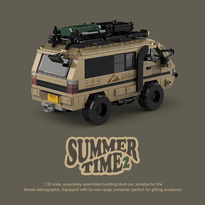 8 grid car Mitsubishi Delica minivan car racing container assembling building block toy model gift. - Image 10
