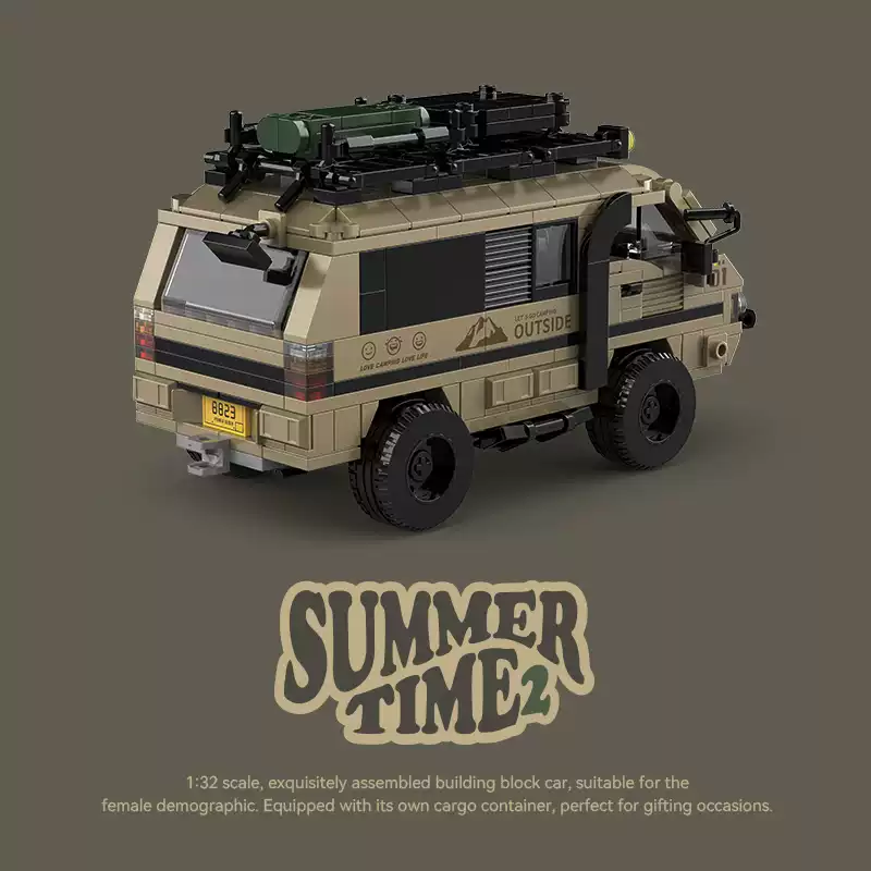 8 grid car Mitsubishi Delica minivan car racing container assembling building block toy model gift. - Image 4