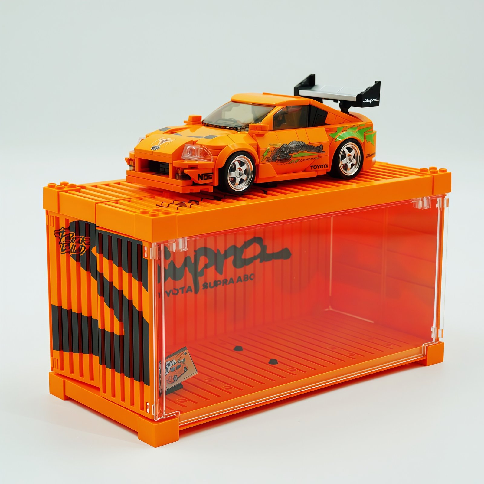 Toyota SUPER sports car MK4 with container building block toy model. - Image 8
