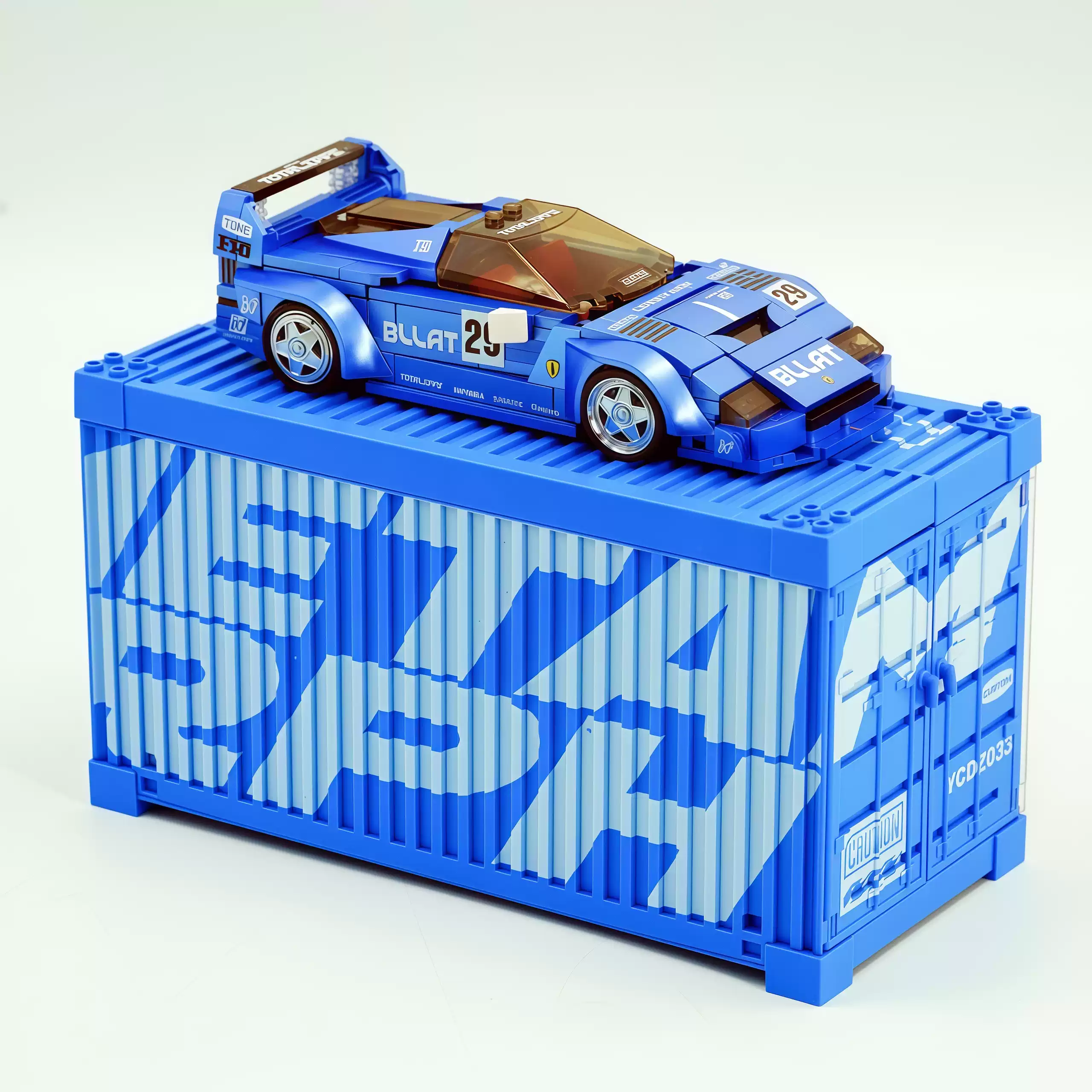 LB modified metallic - painted blue LaFerrari F40 sports car building block - Image 6