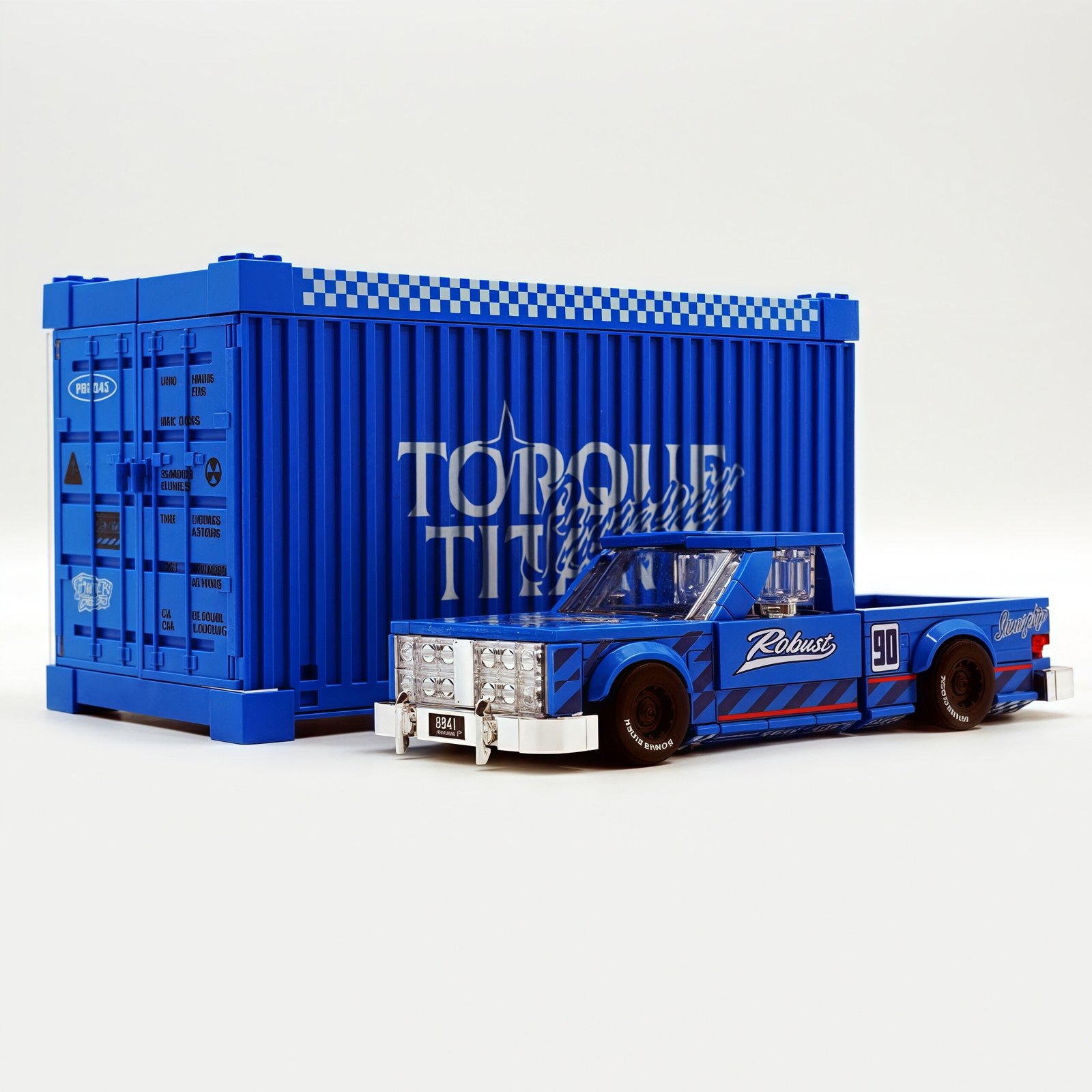 Retro pickup truck "Blue Pioneer" container 8 grid car assembling building block toy car model gift. - Image 10