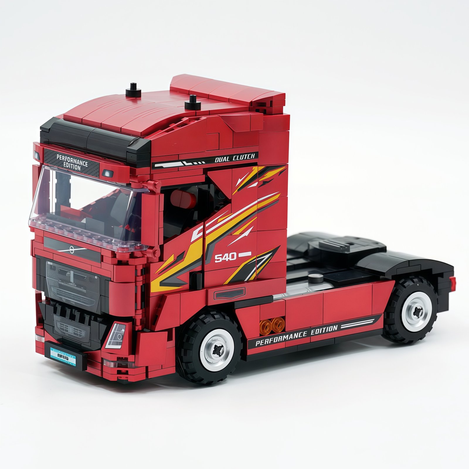 Volvo tractor engineering truck trailer building block, boys' toy car model - Image 6