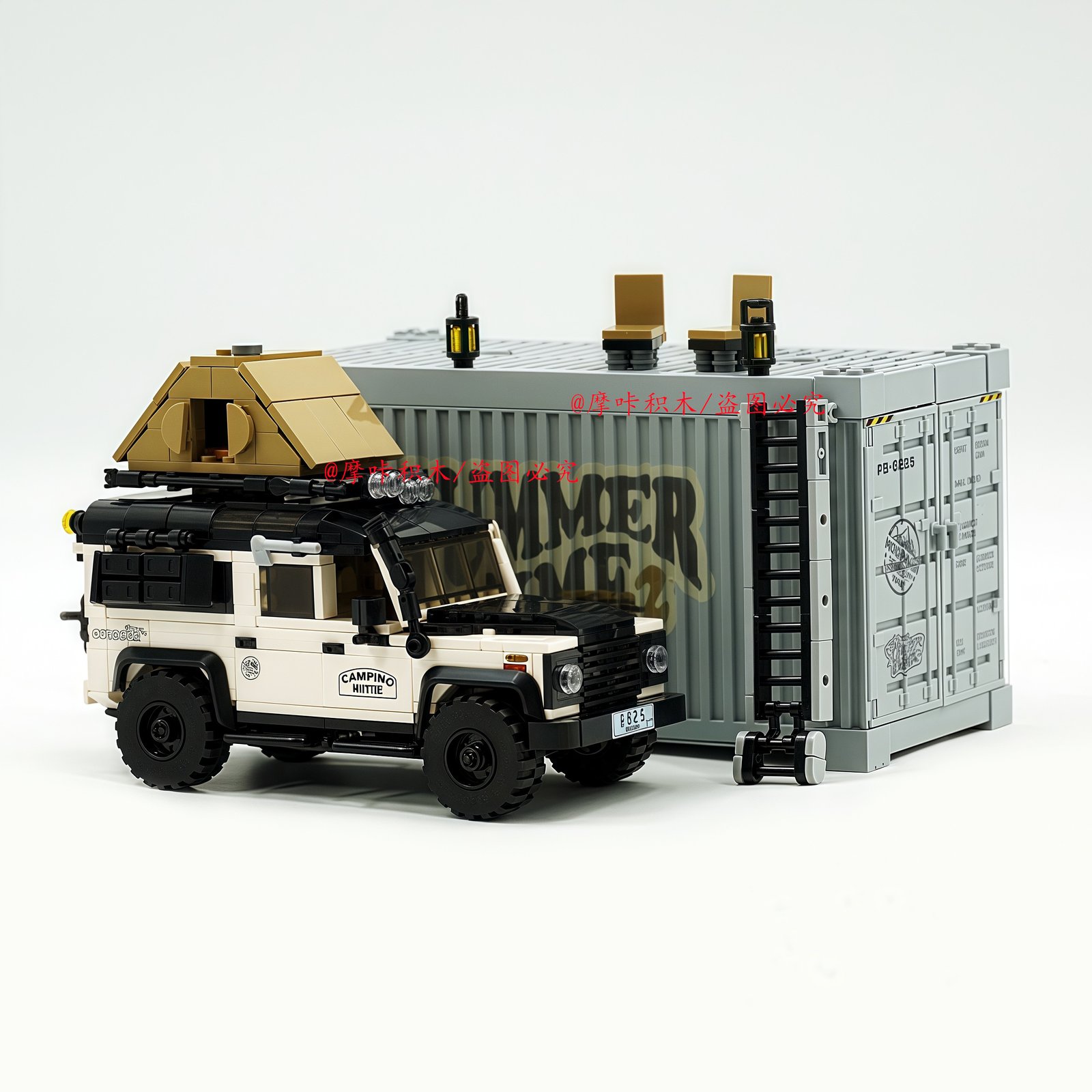 Building block Land Rover Defender camping vehicle off - road vehicle building block container car model creative assembling toy. - Image 10