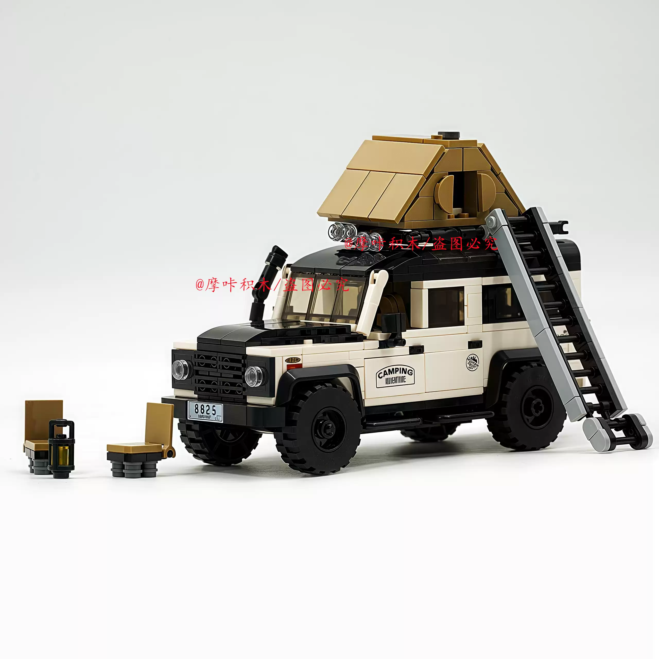 Building block Land Rover Defender camping vehicle off - road vehicle building block container car model creative assembling toy. - Image 4
