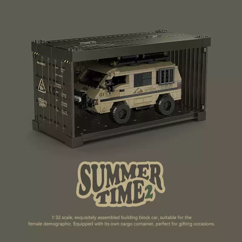 8 grid car Mitsubishi Delica minivan car racing container assembling building block toy model gift. - Image 5
