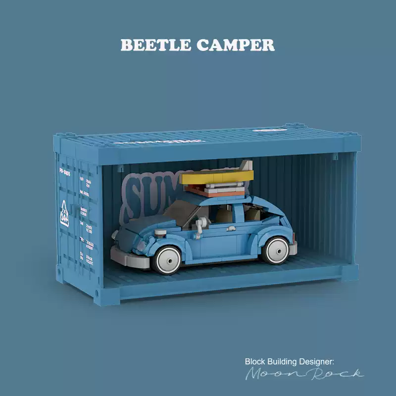 8 grid car "Summer Time" T1 camping vehicle container camping vehicle gift assembling building block toy model. - Image 5