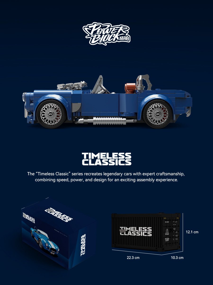 Shelby Cobra retro sports car with containerbuilding block toy - Image 8