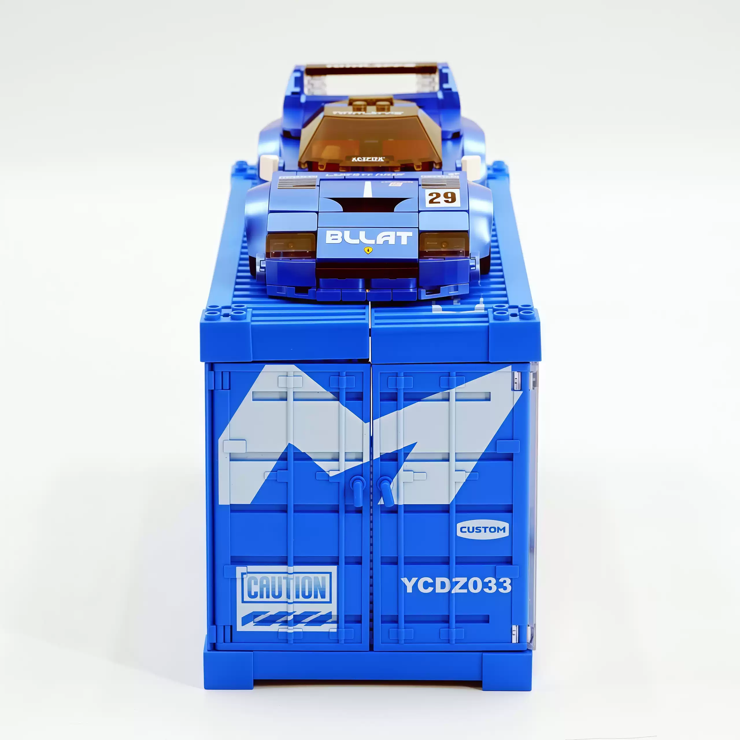 LB modified metallic - painted blue LaFerrari F40 sports car building block - Image 7