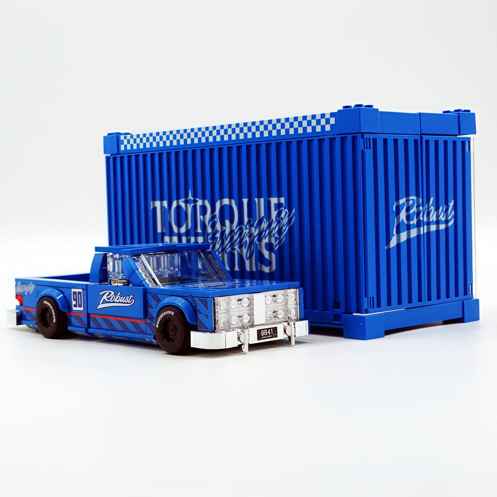 Retro pickup truck "Blue Pioneer" container 8 grid car assembling building block toy car model gift. - Image 11
