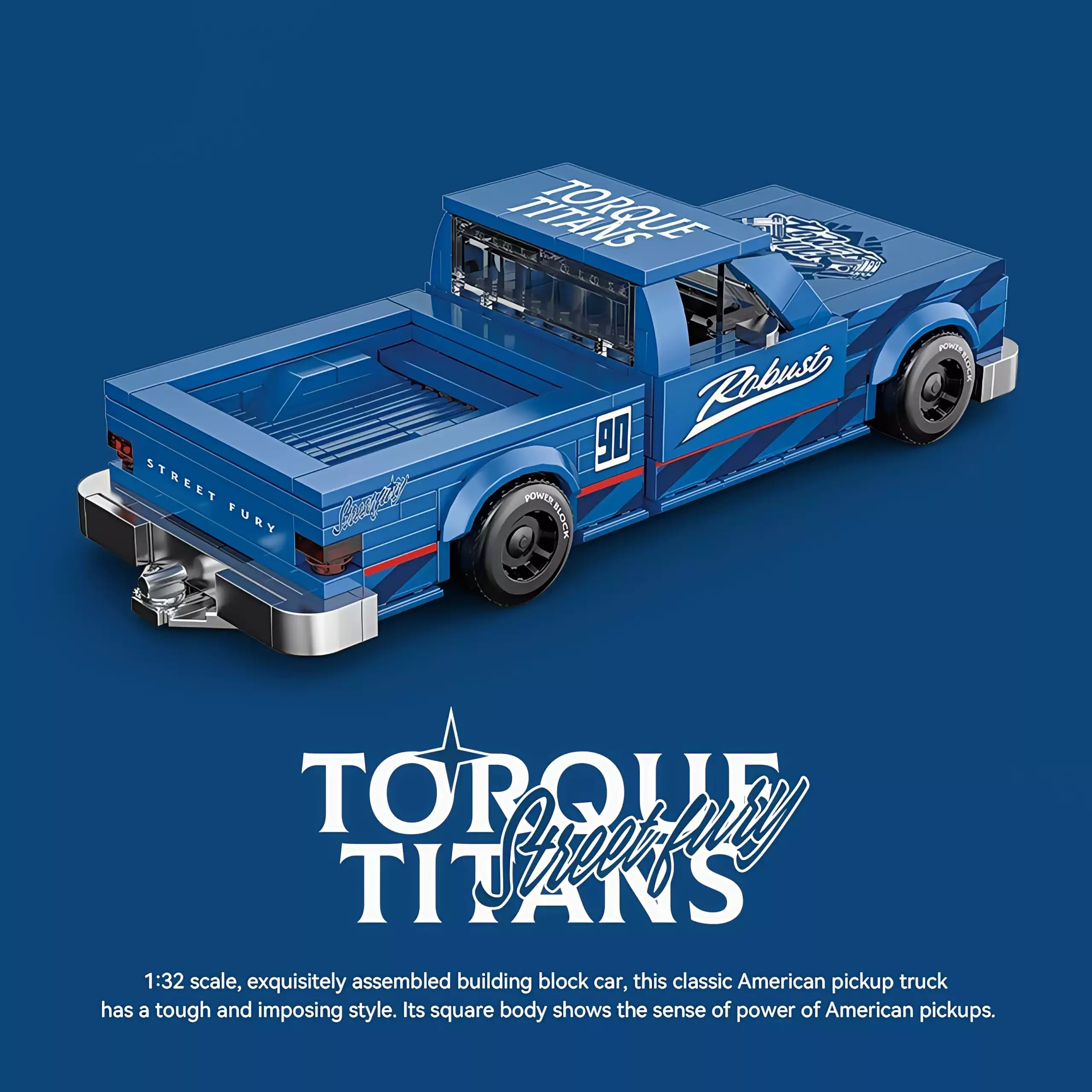 Retro pickup truck "Blue Pioneer" container 8 grid car assembling building block toy car model gift. - Image 5