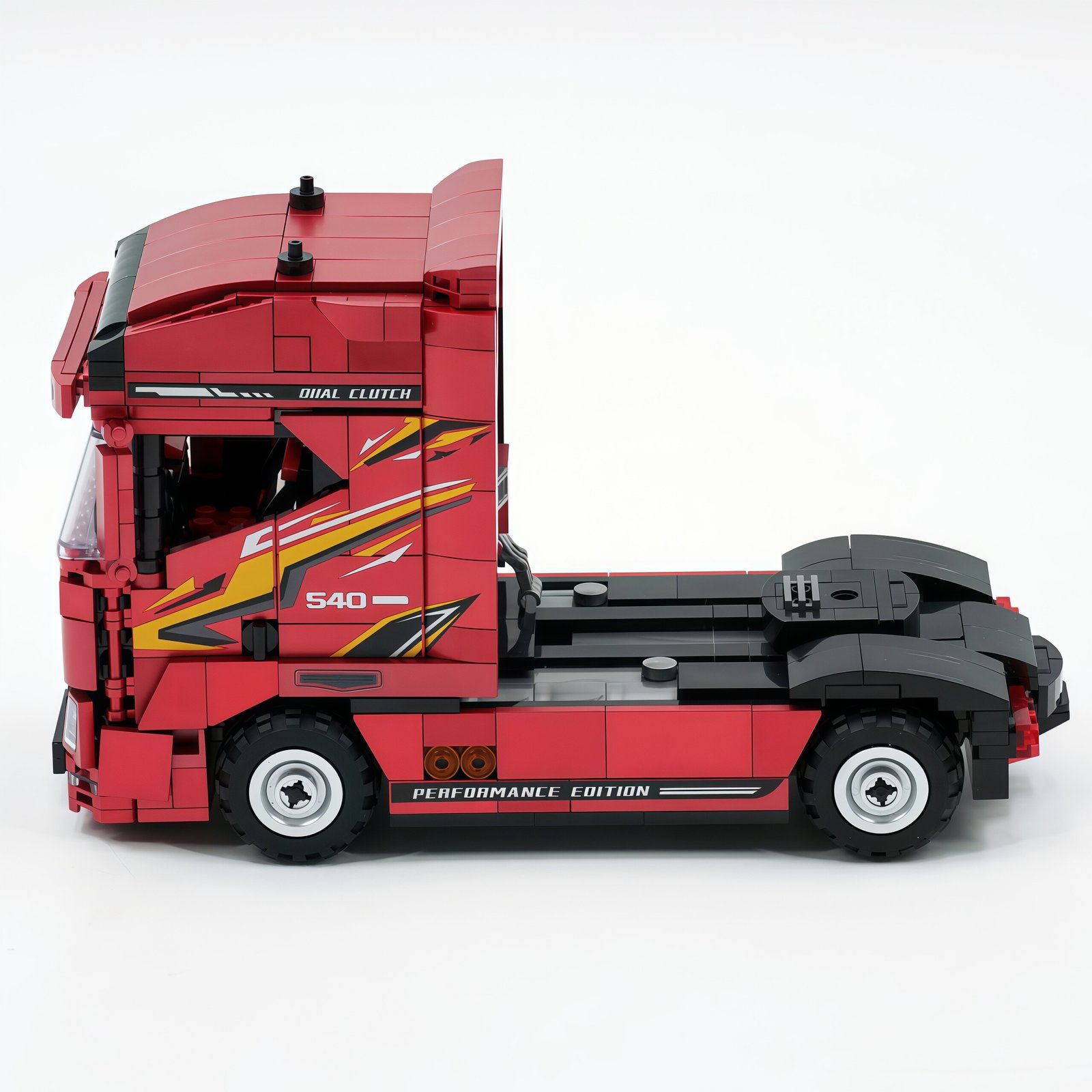 Volvo tractor engineering truck trailer building block, boys' toy car model - Image 7