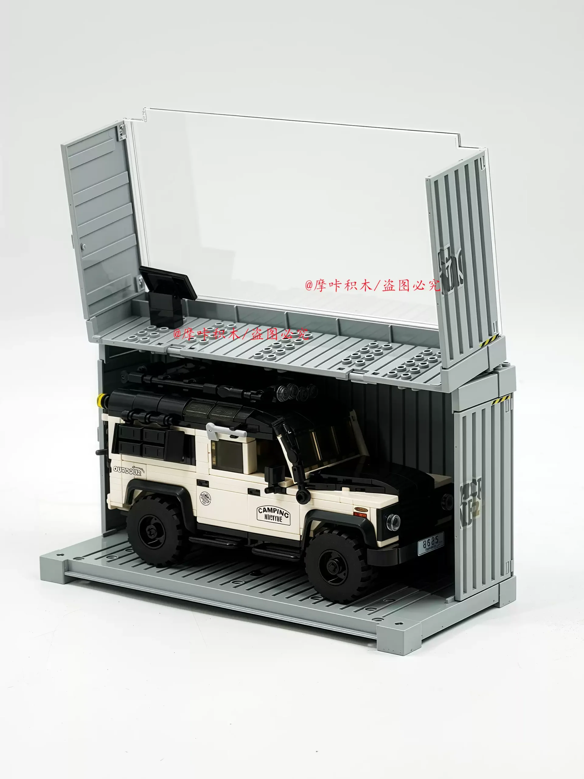 Building block Land Rover Defender camping vehicle off - road vehicle building block container car model creative assembling toy. - Image 5
