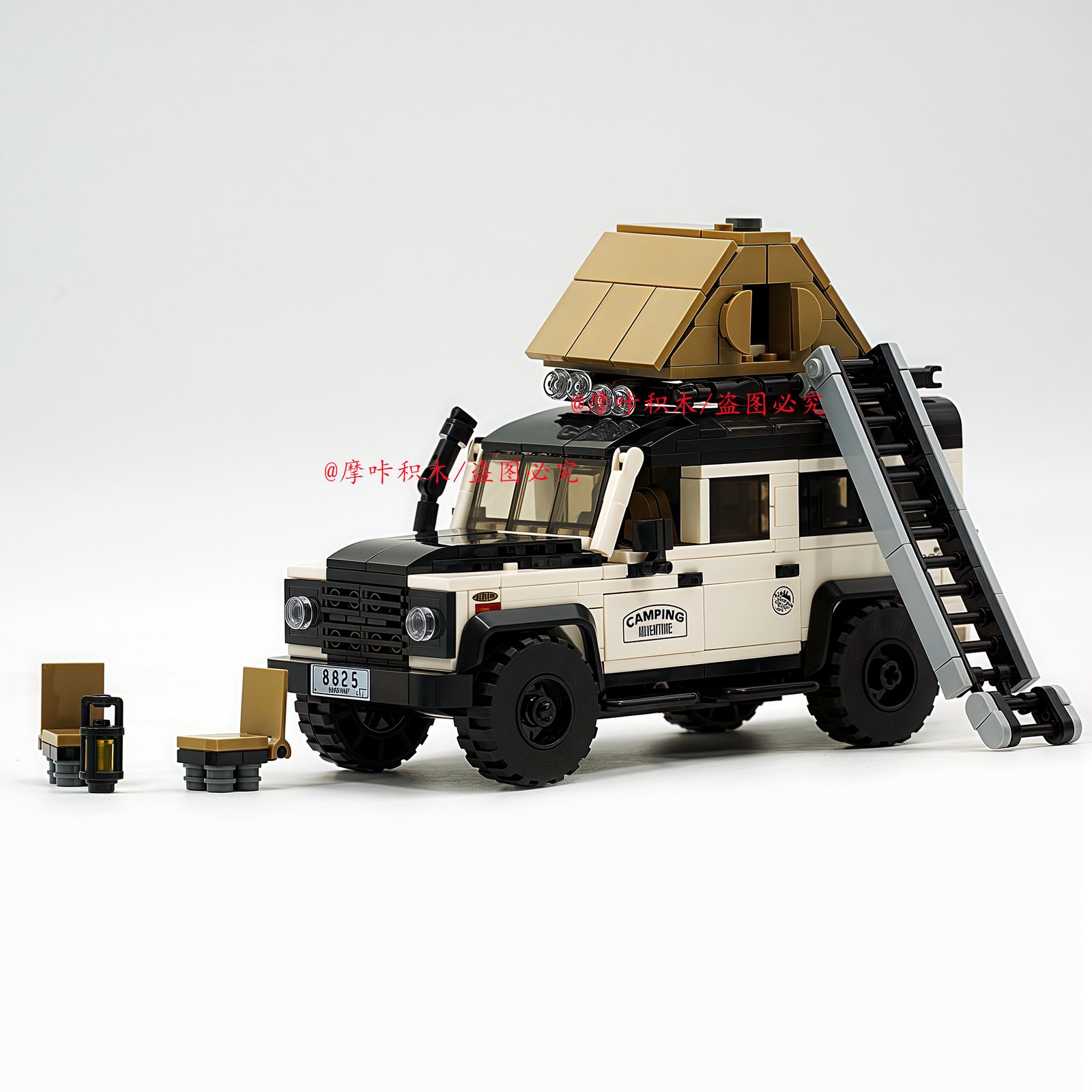 Building block Land Rover Defender camping vehicle off - road vehicle building block container car model creative assembling toy. - Image 11