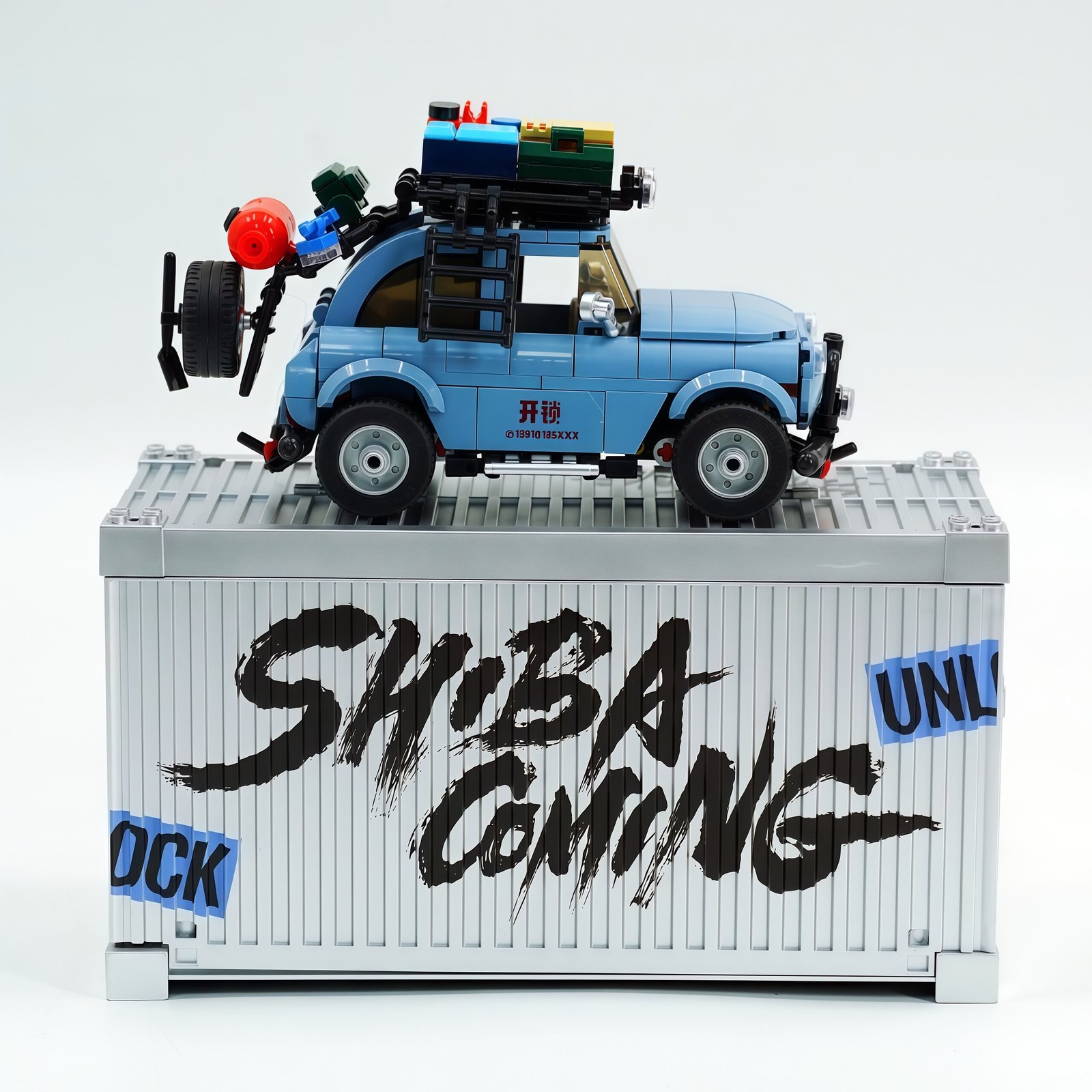 Blue lock - opening car assembling building block car toy model. - Image 12