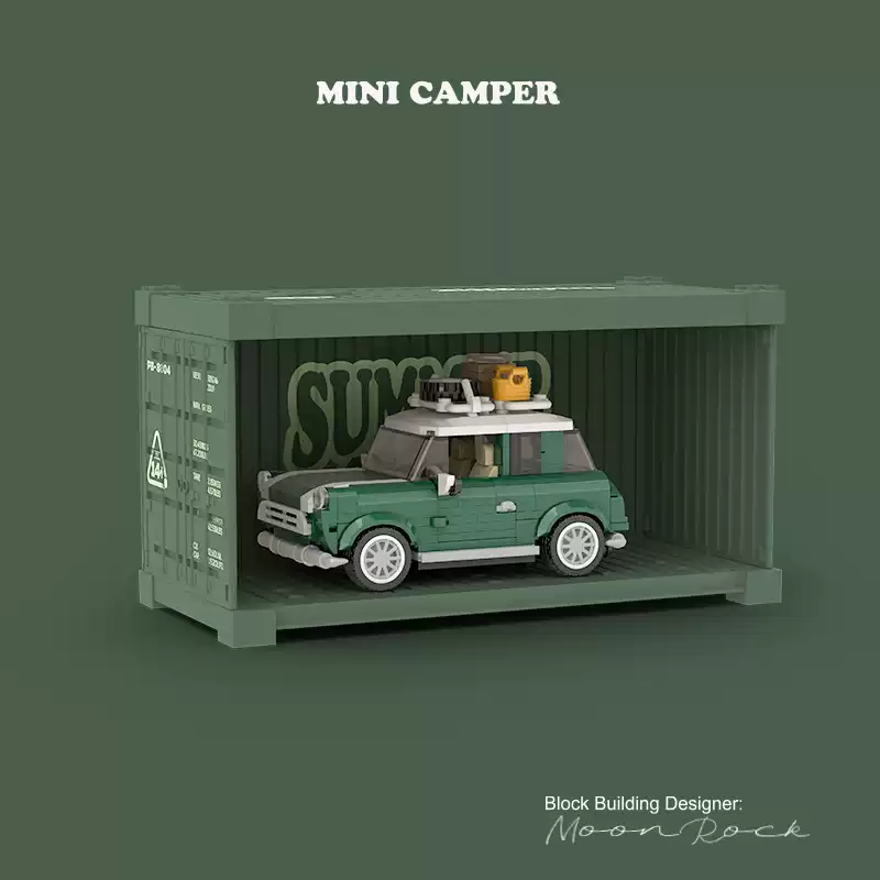 8 grid car "Summer Time" T1 camping vehicle container camping vehicle gift assembling building block toy model. - Image 6