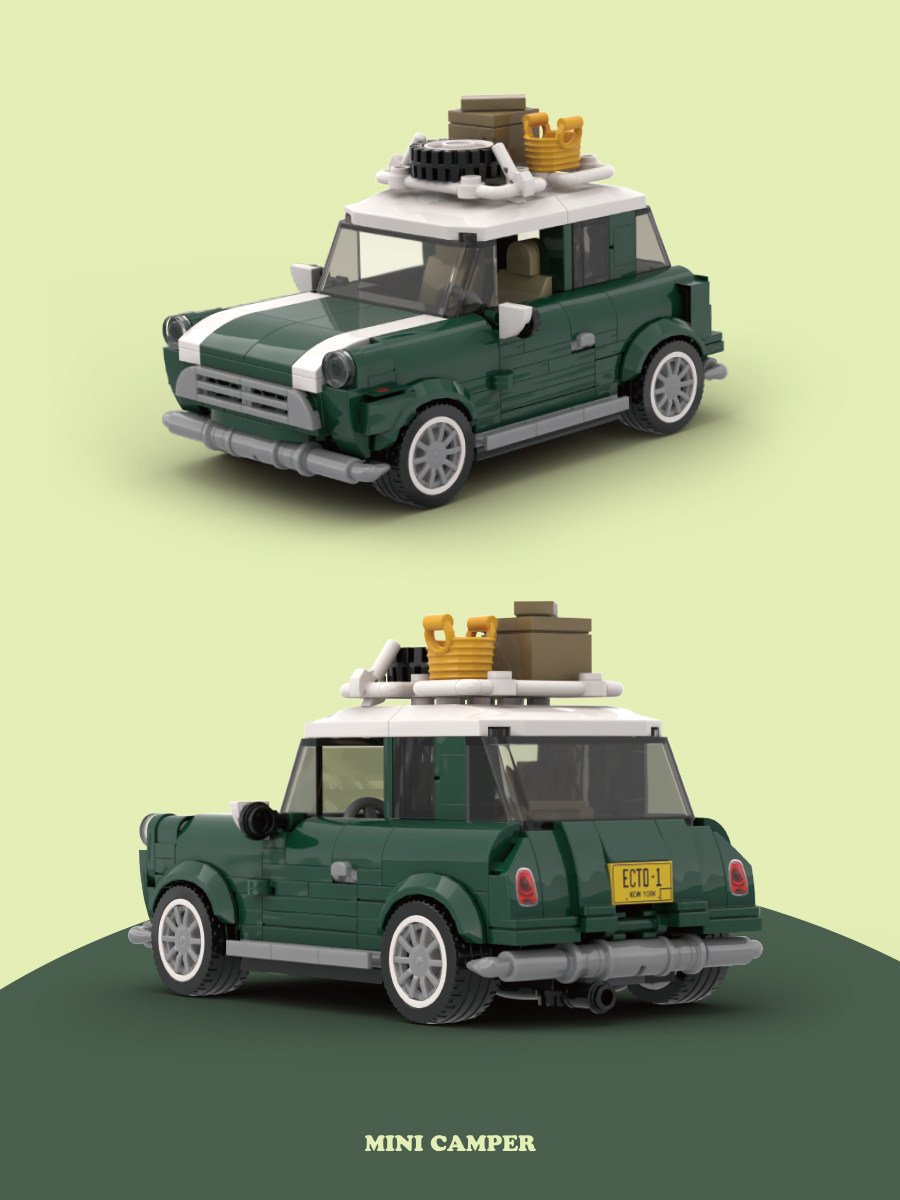 8 grid car "Summer Time" T1 camping vehicle container camping vehicle gift assembling building block toy model. - Image 12
