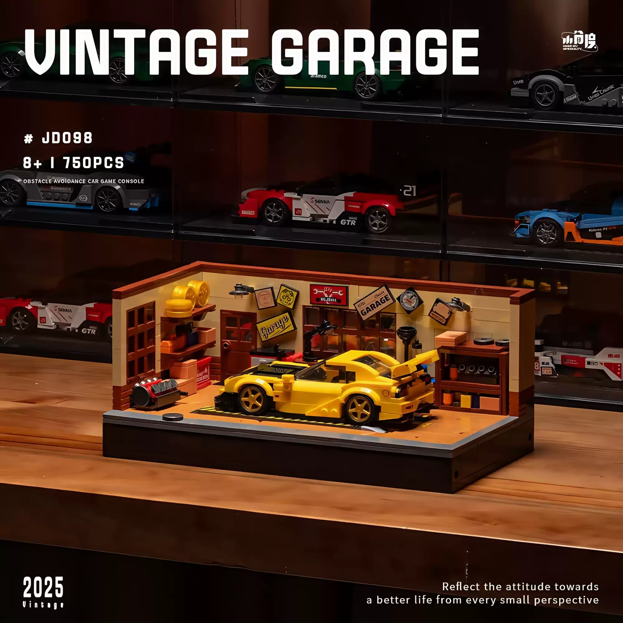 Retro parking lot repair shop building blocks, vintage garagemodel - Image 4