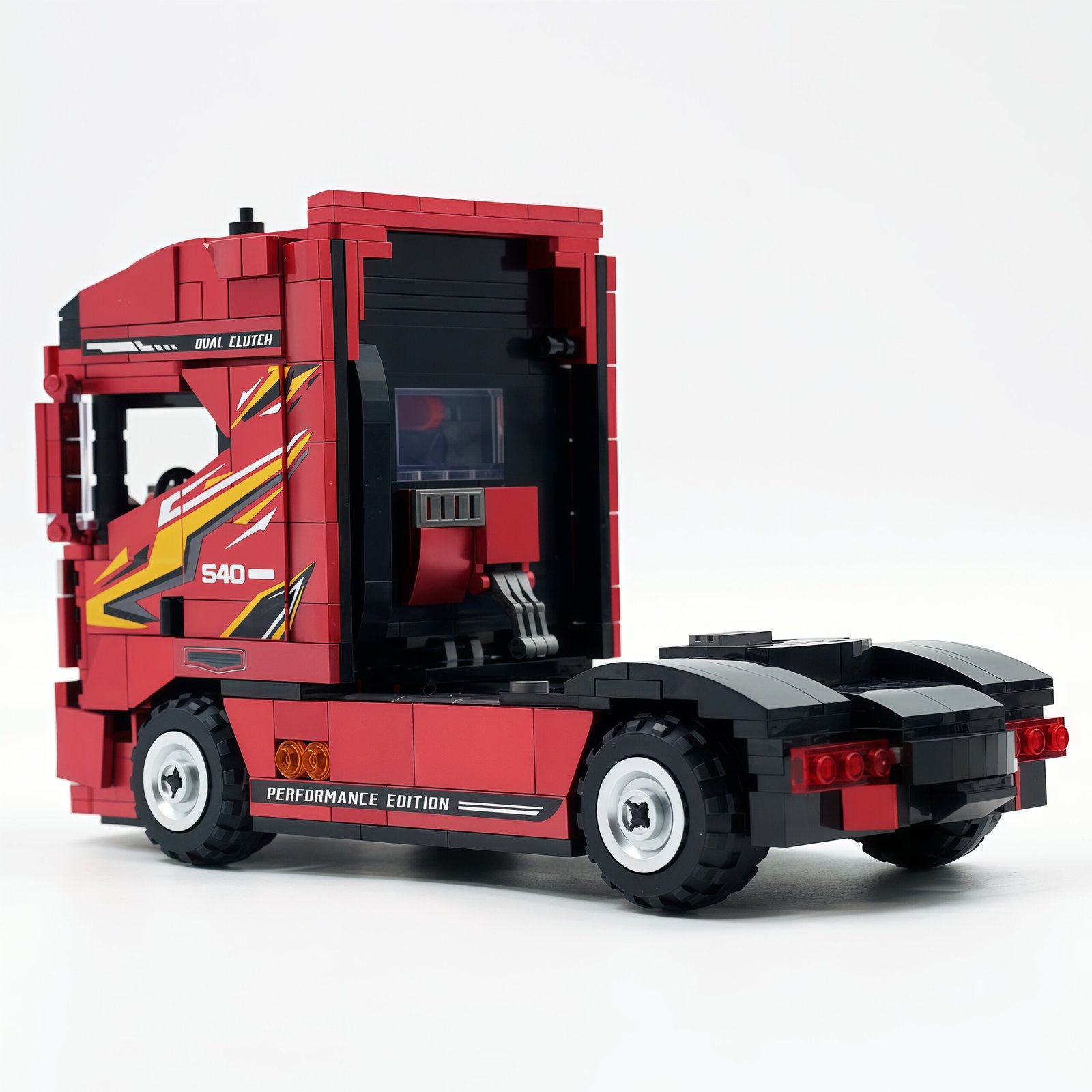 Volvo tractor engineering truck trailer building block, boys' toy car model - Image 8