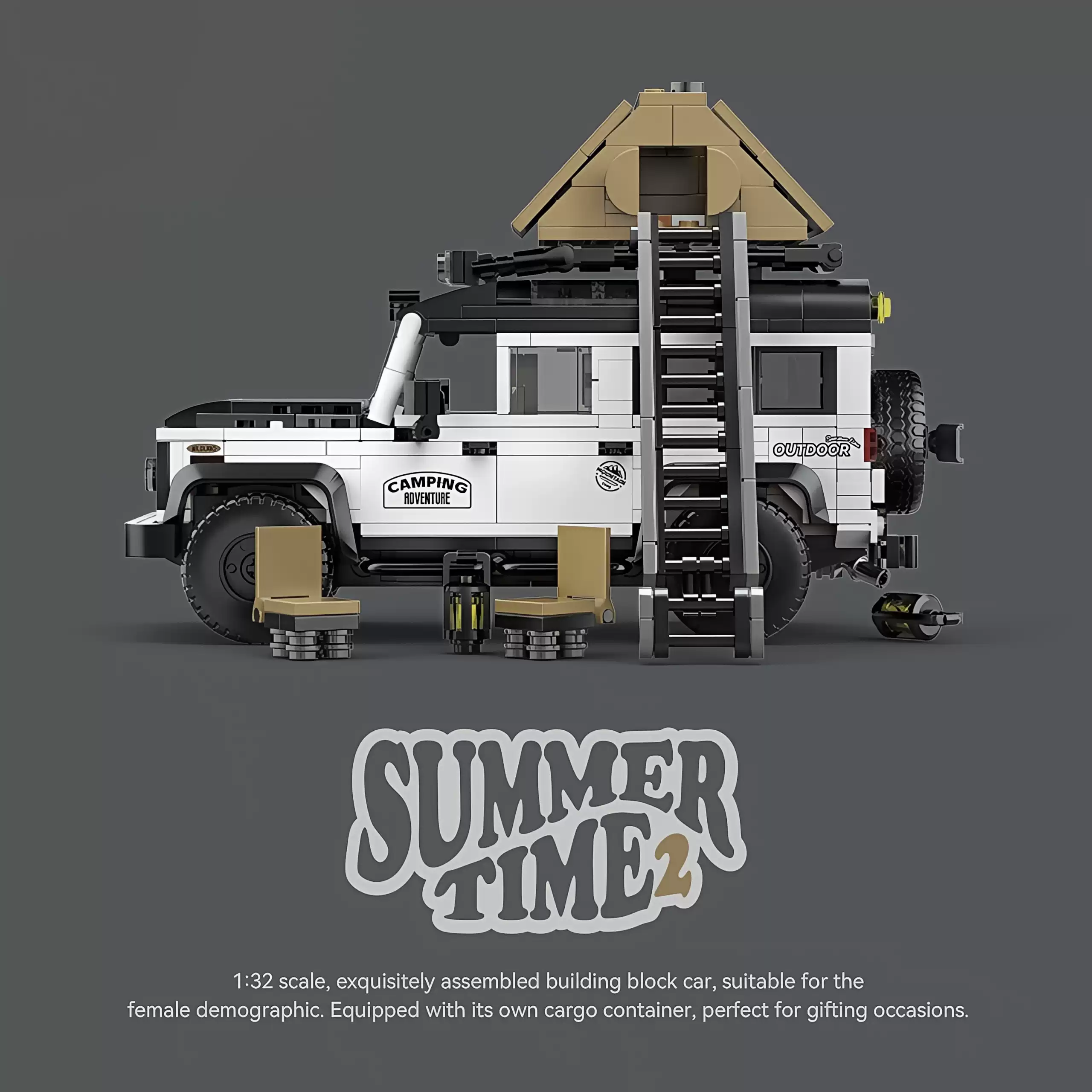 Building block Land Rover Defender camping vehicle off - road vehicle building block container car model creative assembling toy. - Image 6