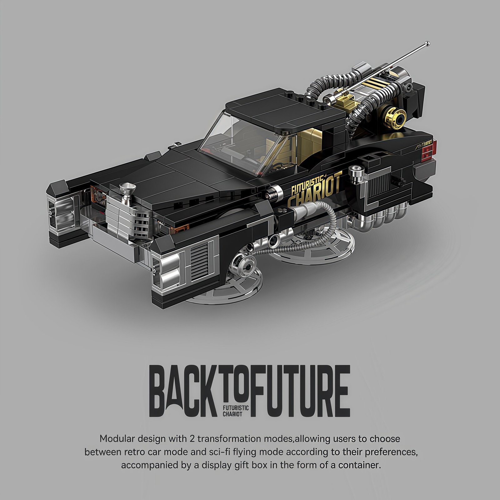 8 grid "Back to the Future" series Lincoln future imperial car two - transform container assembling building block car model. - Image 13