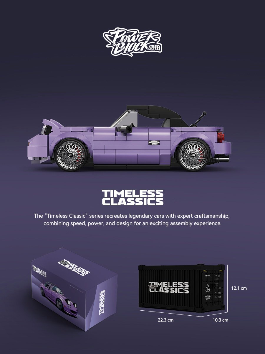 Mazda MX5 retro sports car with container box car building block toy - Image 11