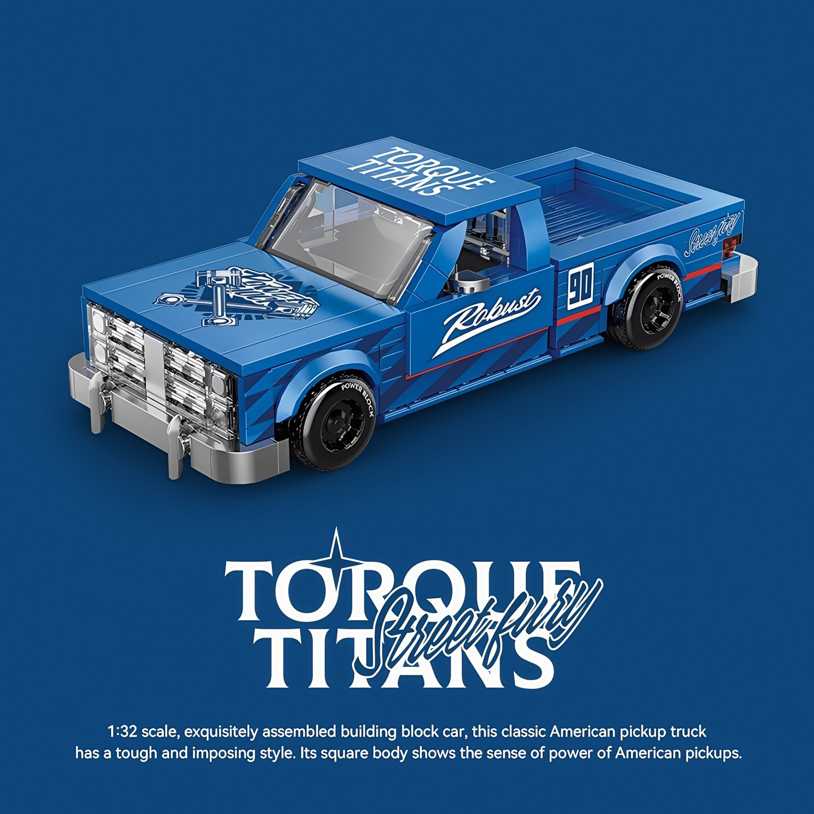 Retro pickup truck "Blue Pioneer" container 8 grid car assembling building block toy car model gift. - Image 13