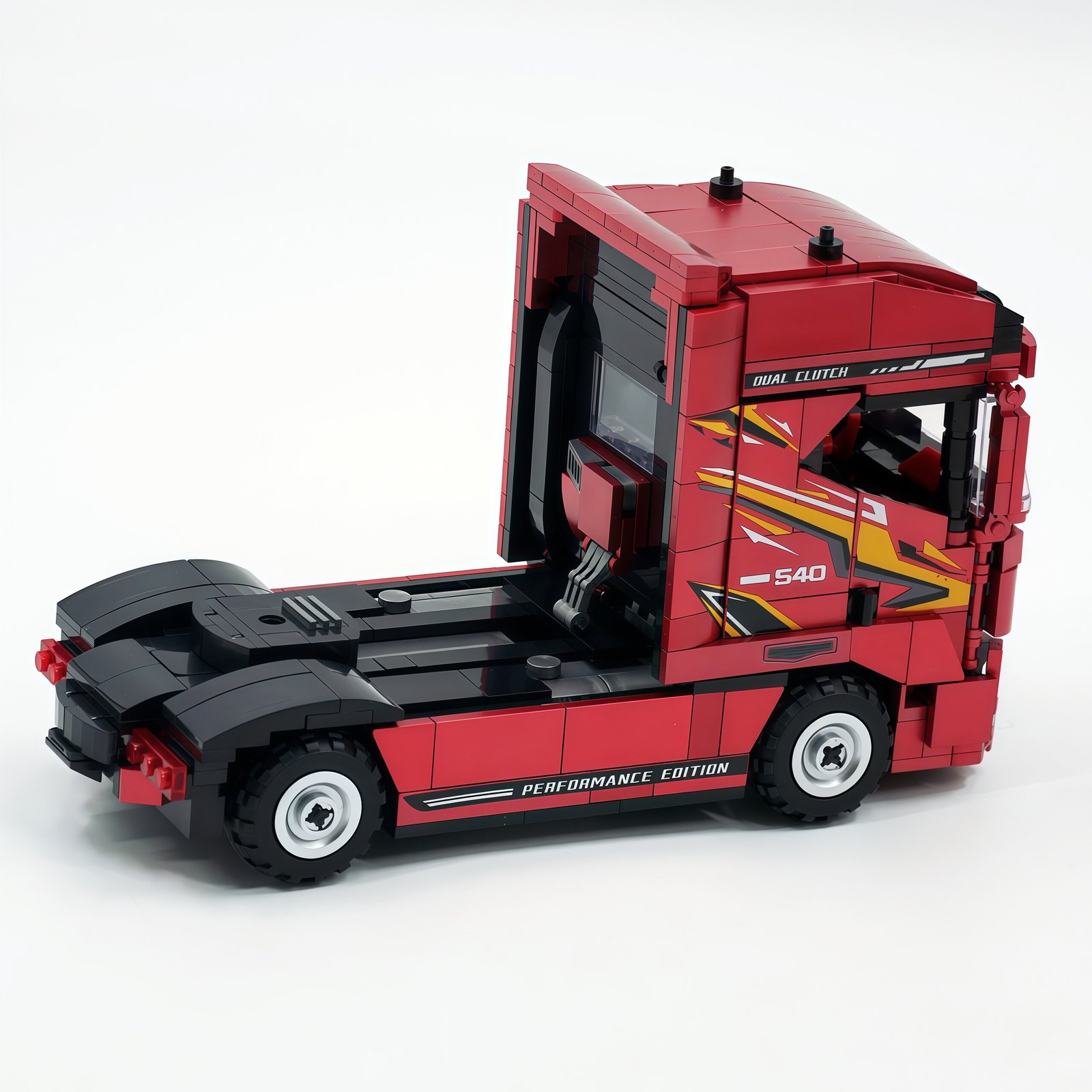 Volvo tractor engineering truck trailer building block, boys' toy car model - Image 9