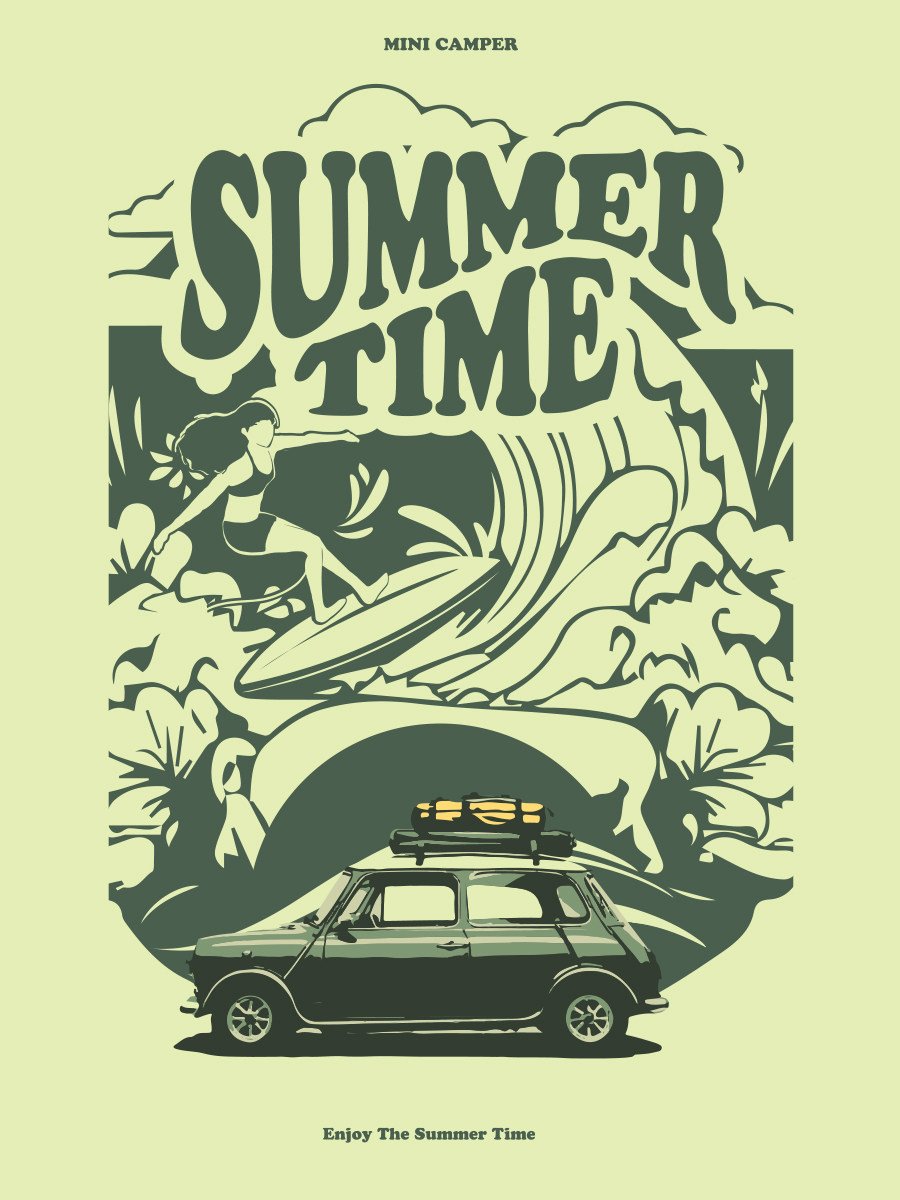 8 grid car "Summer Time" T1 camping vehicle container camping vehicle gift assembling building block toy model. - Image 14