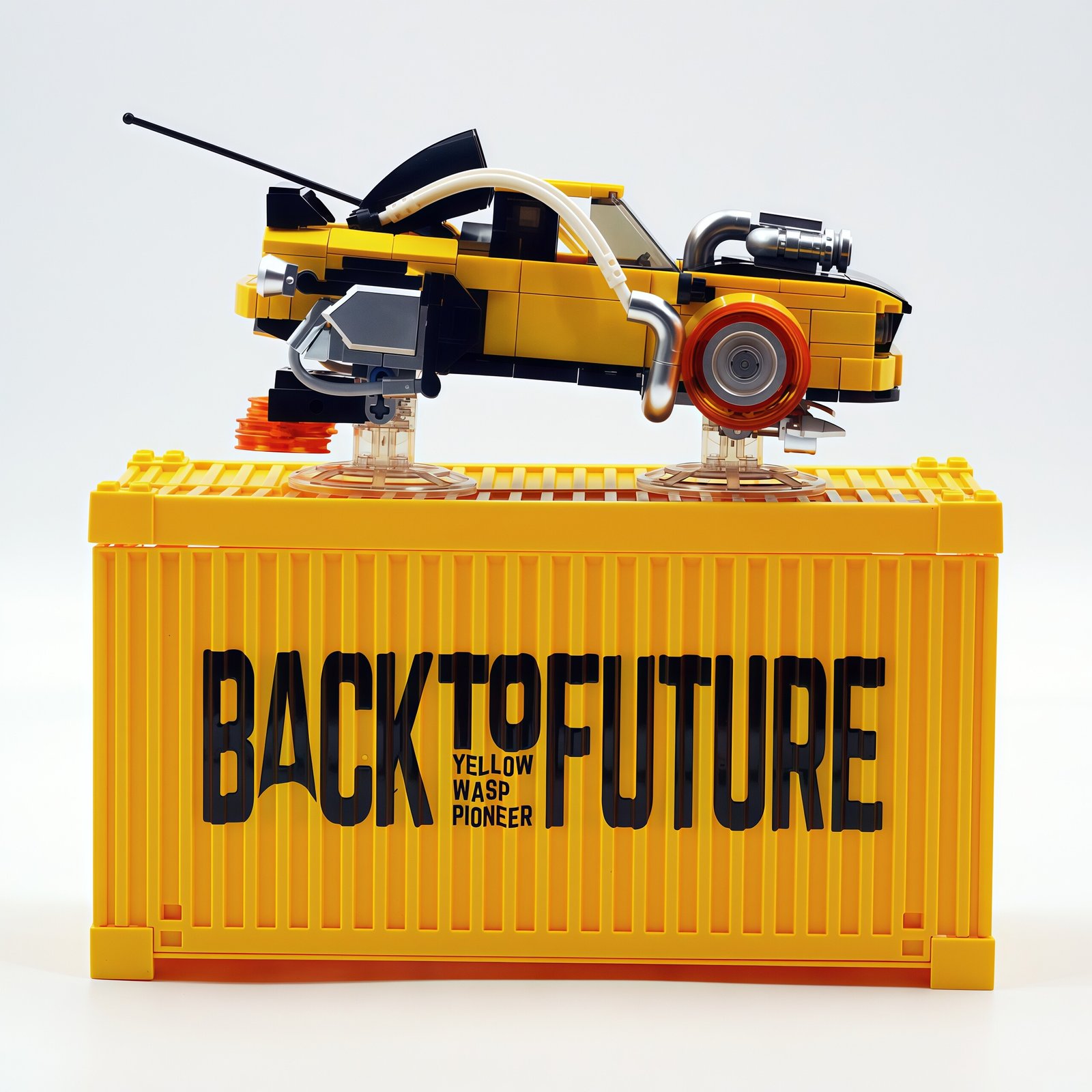 "Back to the Future" yellow lightning building block car - Image 7