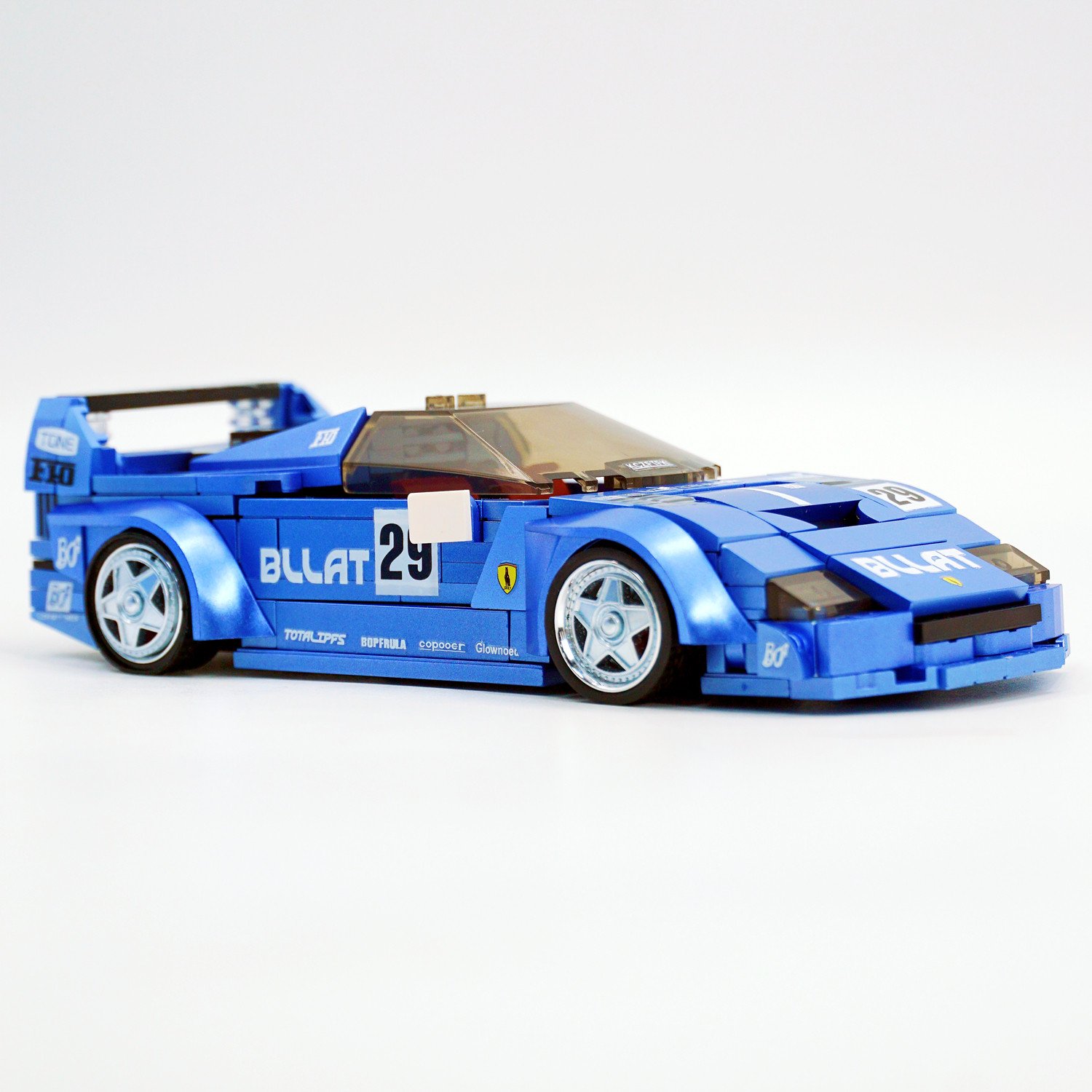 LB modified metallic - painted blue LaFerrari F40 sports car building block - Image 3