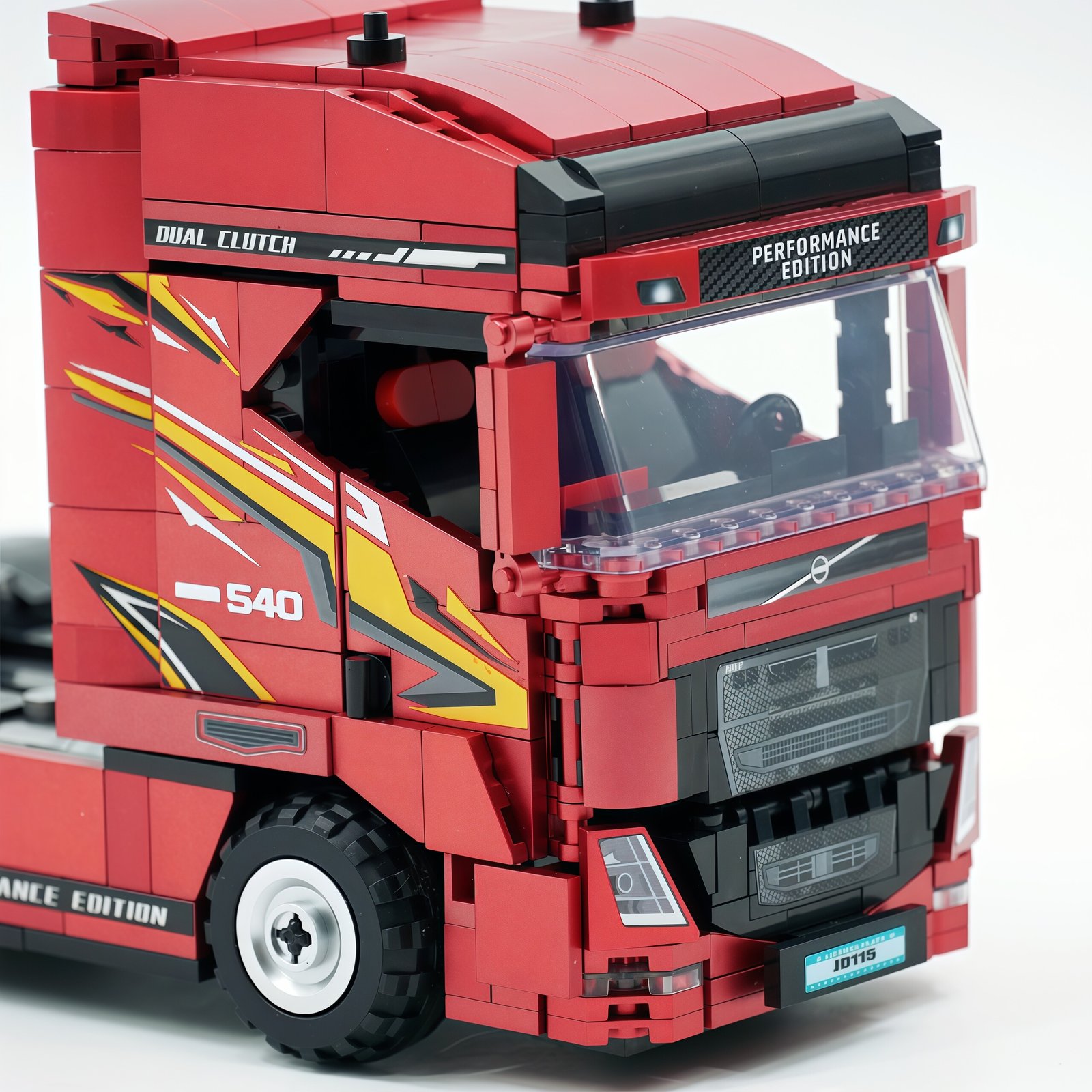 Volvo tractor engineering truck trailer building block, boys' toy car model - Image 11