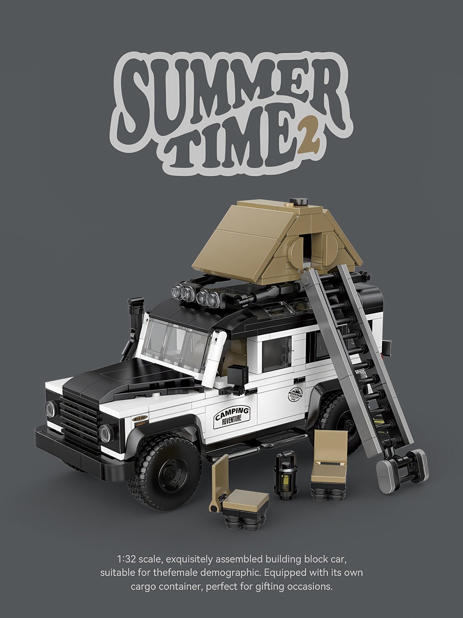 Building block Land Rover Defender camping vehicle off - road vehicle building block container car model creative assembling toy. - Image 15